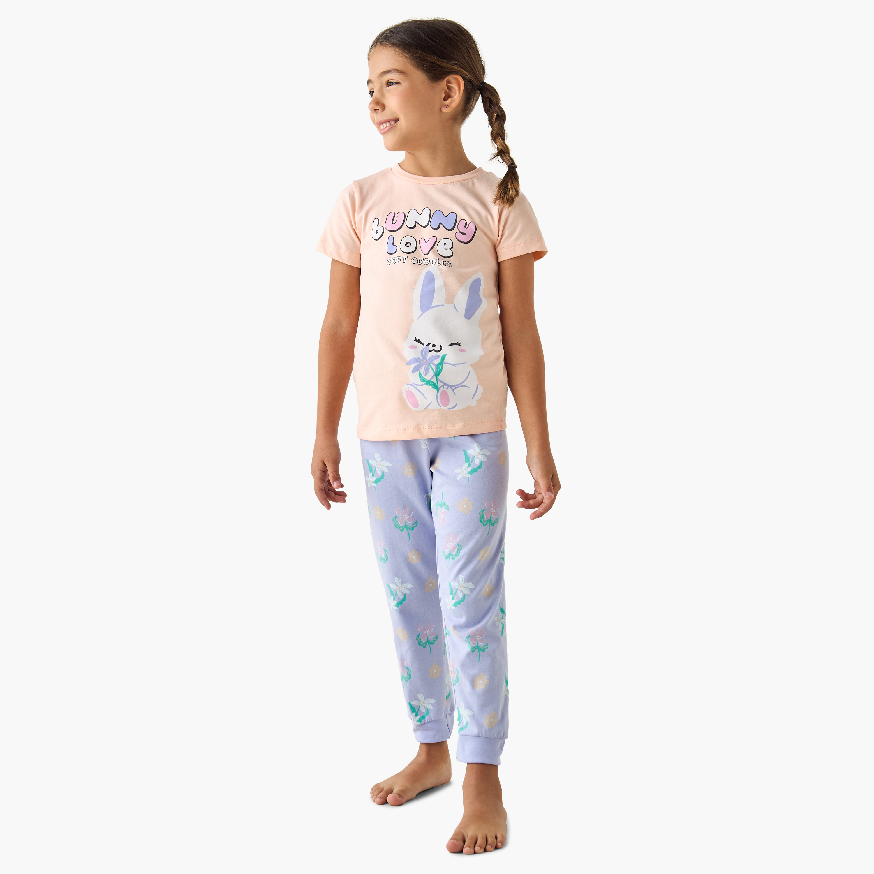 Juniors Printed Short Sleeve T-shirt and Pyjamas - Set of 3-girls-clothing-nightwear-image-3
