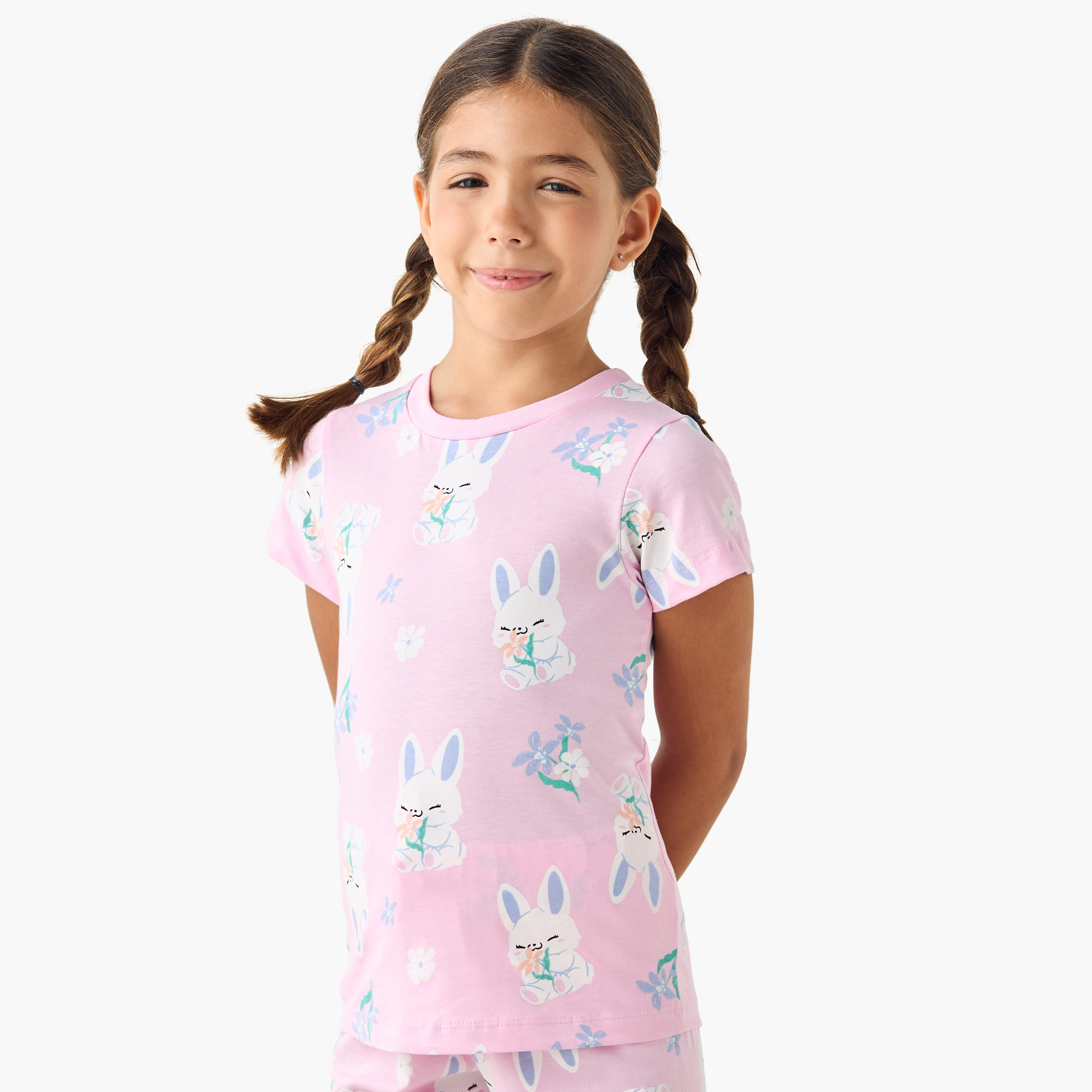 Juniors Printed Short Sleeve T-shirt and Pyjamas - Set of 3-girls-clothing-nightwear-image-5
