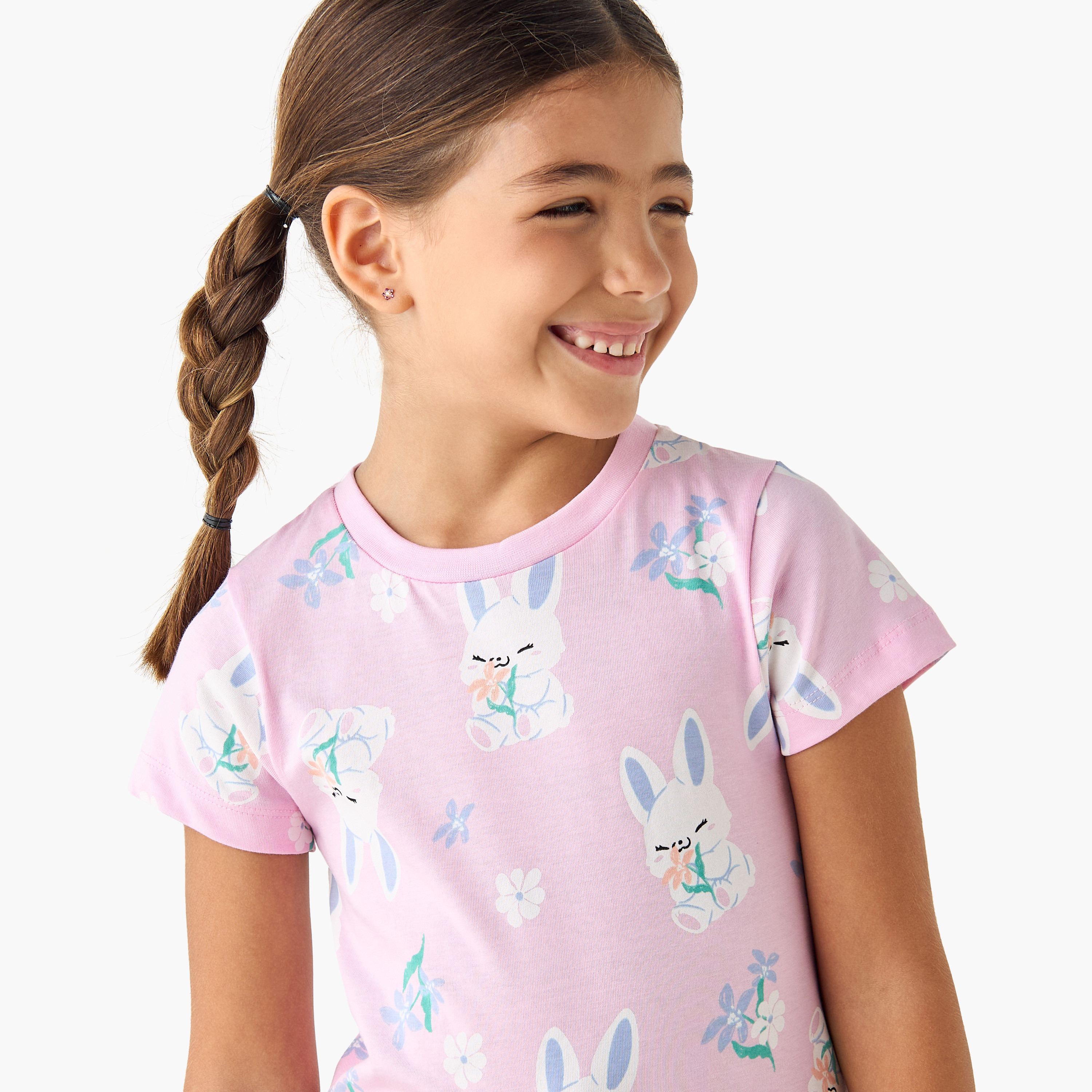 Juniors Printed Short Sleeve T-shirt and Pyjamas - Set of 3-girls-clothing-nightwear-image-8