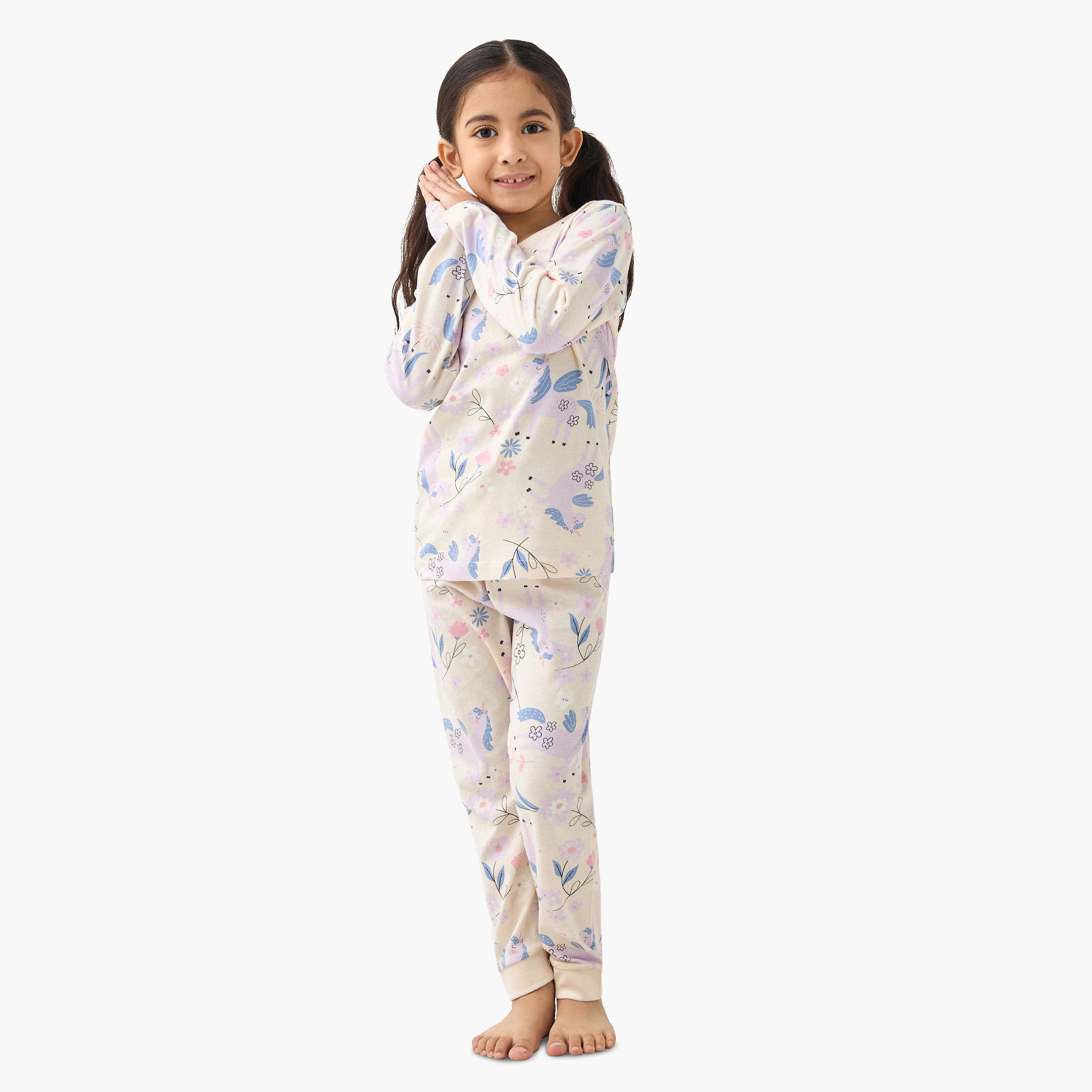 Juniors All-Over Print T-shirt and Pyjama Set-girls-clothing-nightwear-image-1