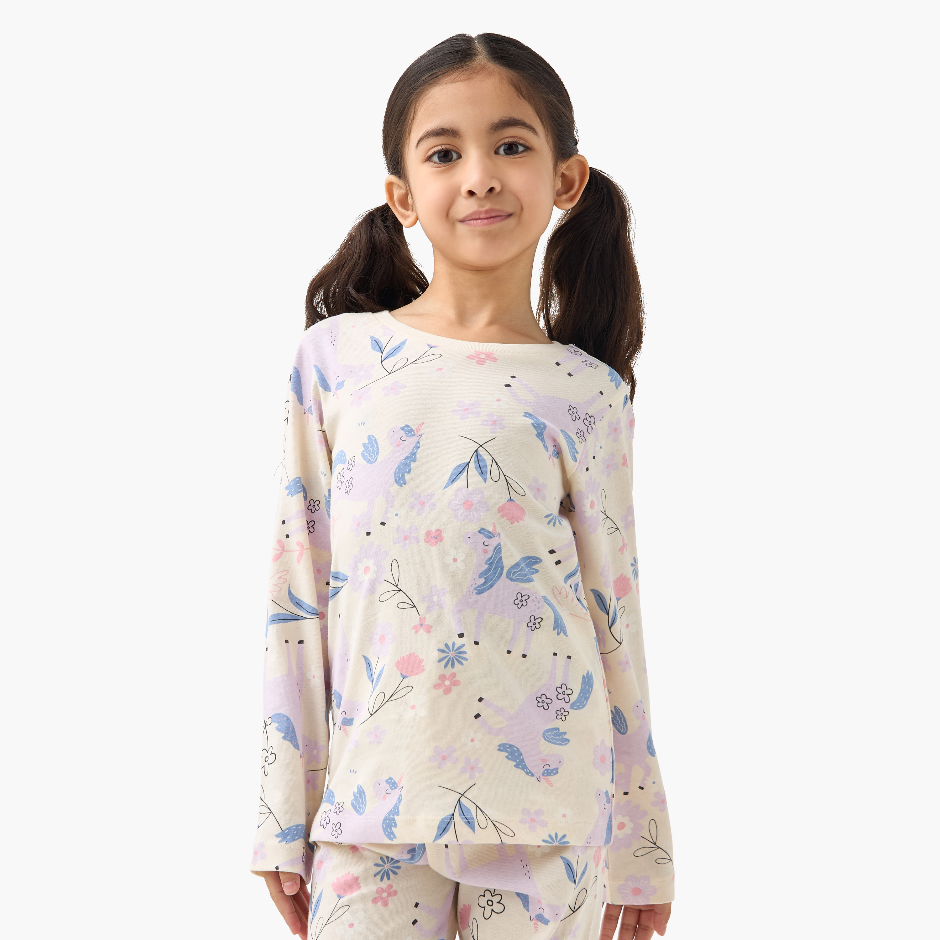 Juniors All-Over Print T-shirt and Pyjama Set-girls-clothing-nightwear-image-2