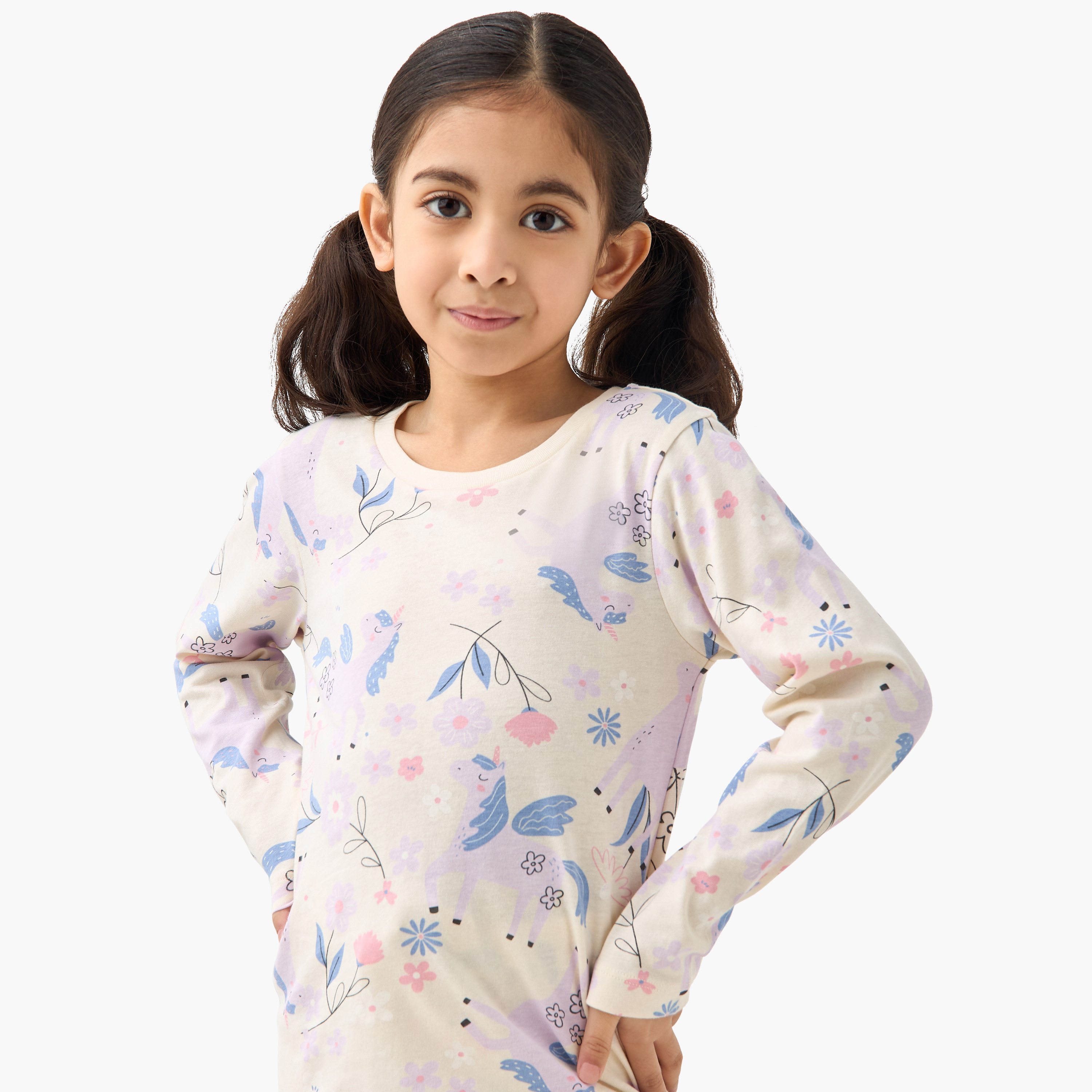 Juniors All-Over Print T-shirt and Pyjama Set-girls-clothing-nightwear-image-5
