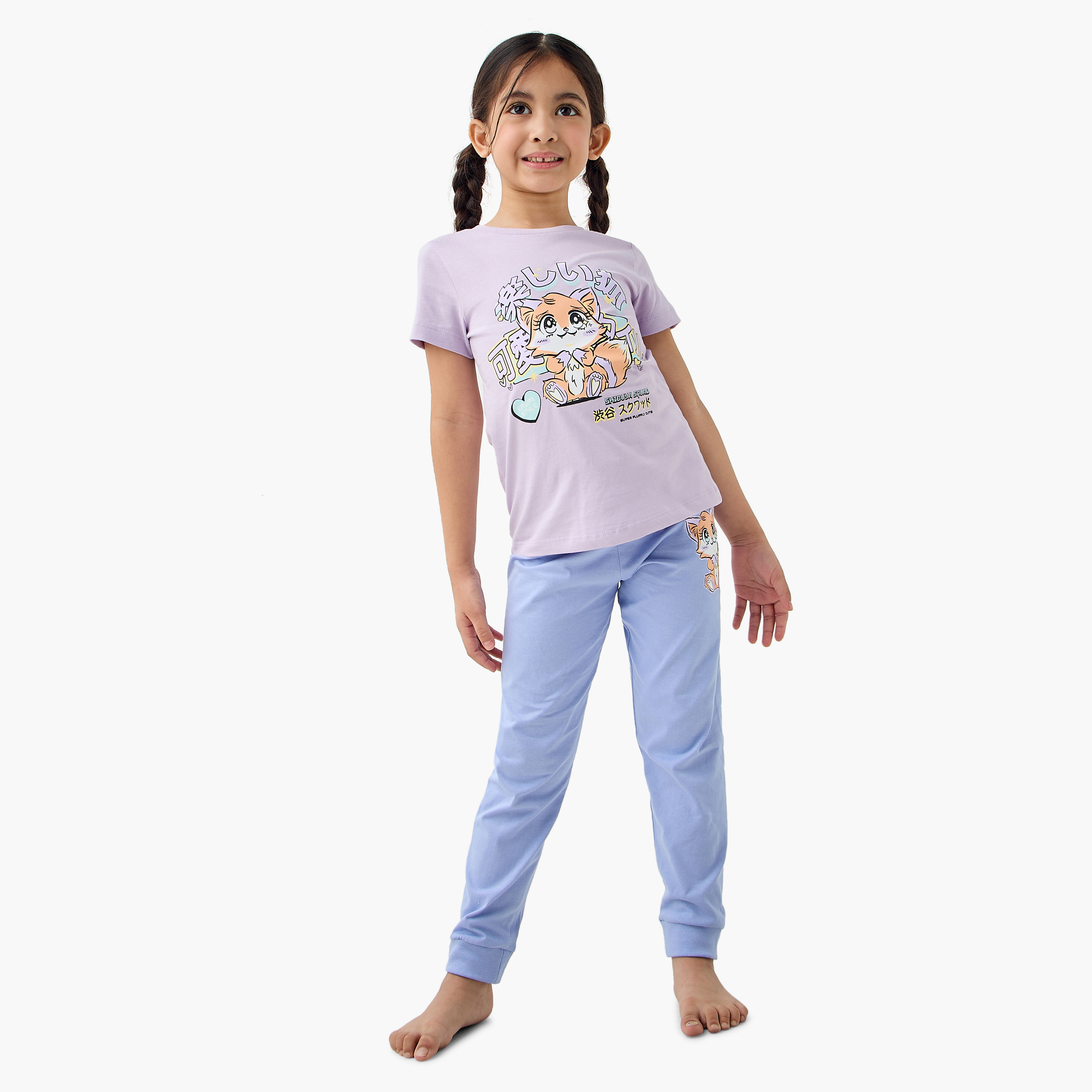 Juniors Printed T-shirt and Pyjama Set-baby-girls-clothing-nightwear-pyjamasets-image-1