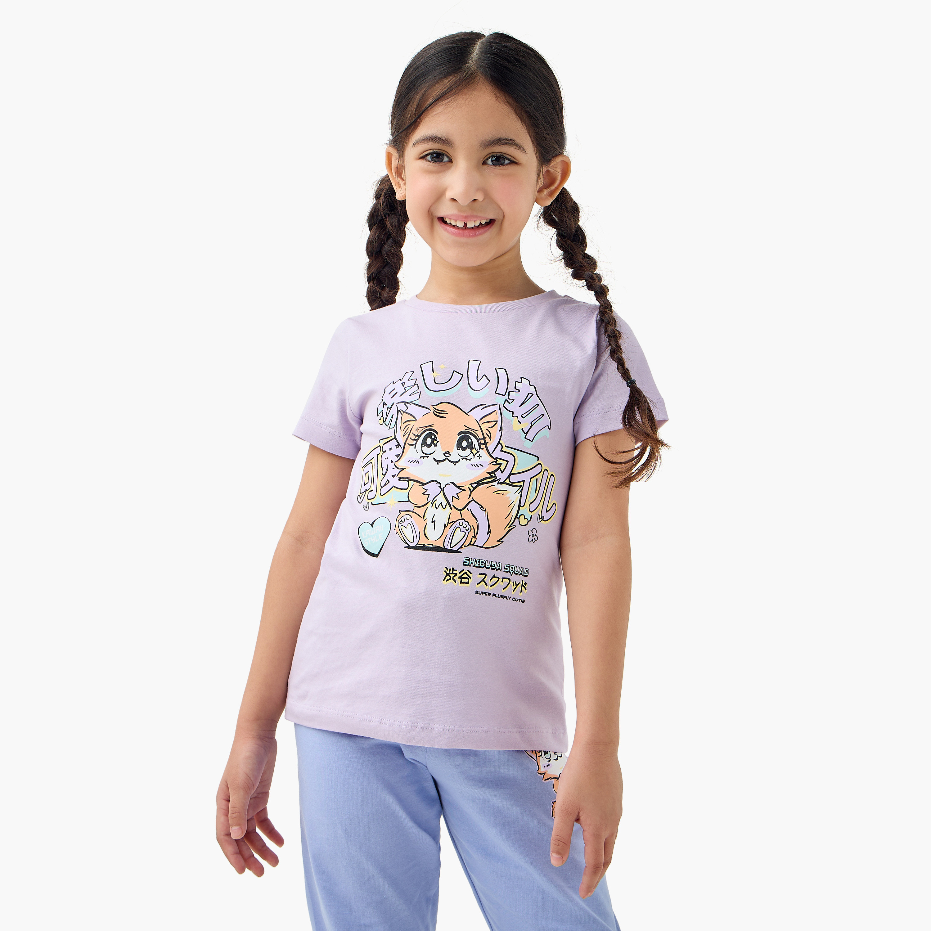Juniors Printed T-shirt and Pyjama Set-baby-girls-clothing-nightwear-pyjamasets-image-2