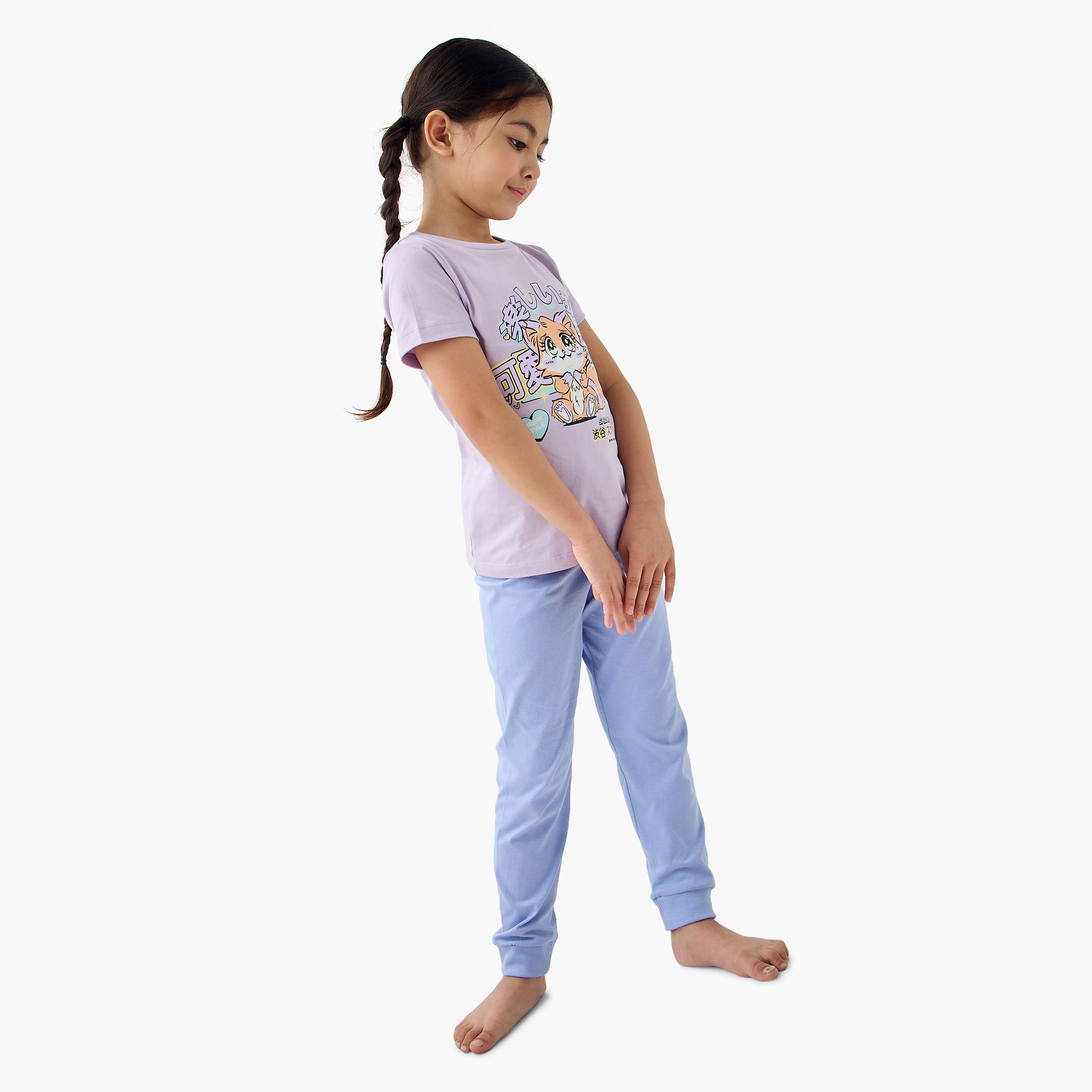 Juniors Printed T-shirt and Pyjama Set-baby-girls-clothing-nightwear-pyjamasets-image-7