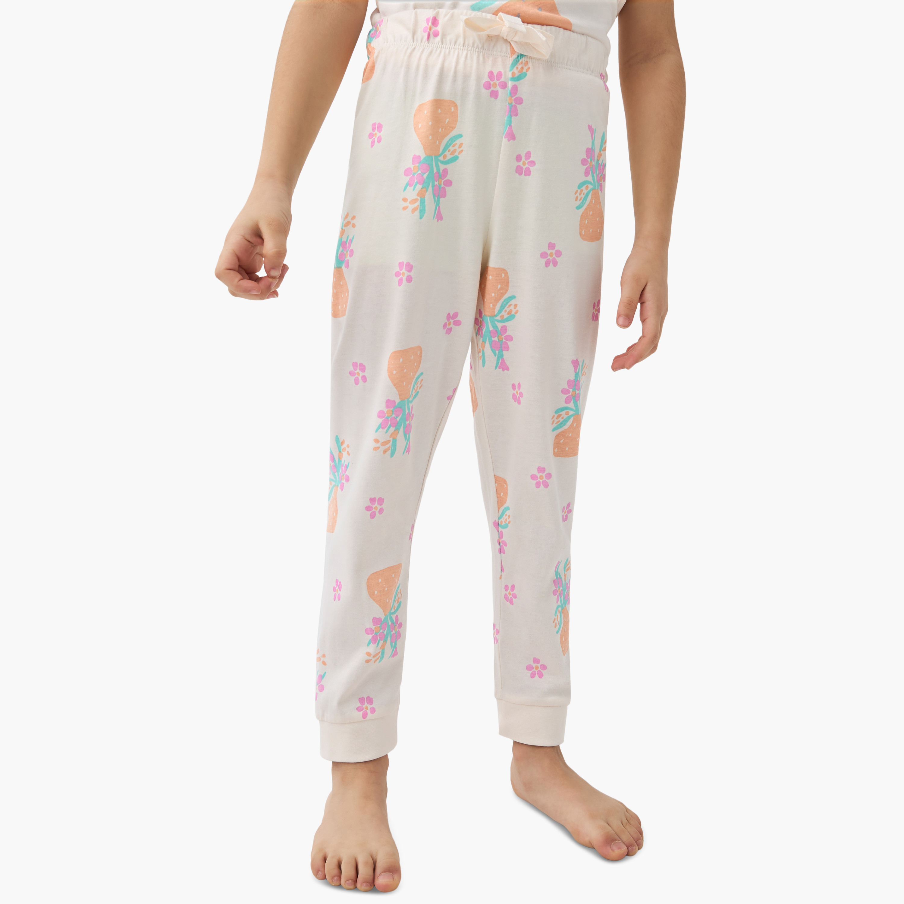 Juniors Floral Print T-shirt and Pyjama Set-baby-girls-clothing-nightwear-pyjamasets-image-3