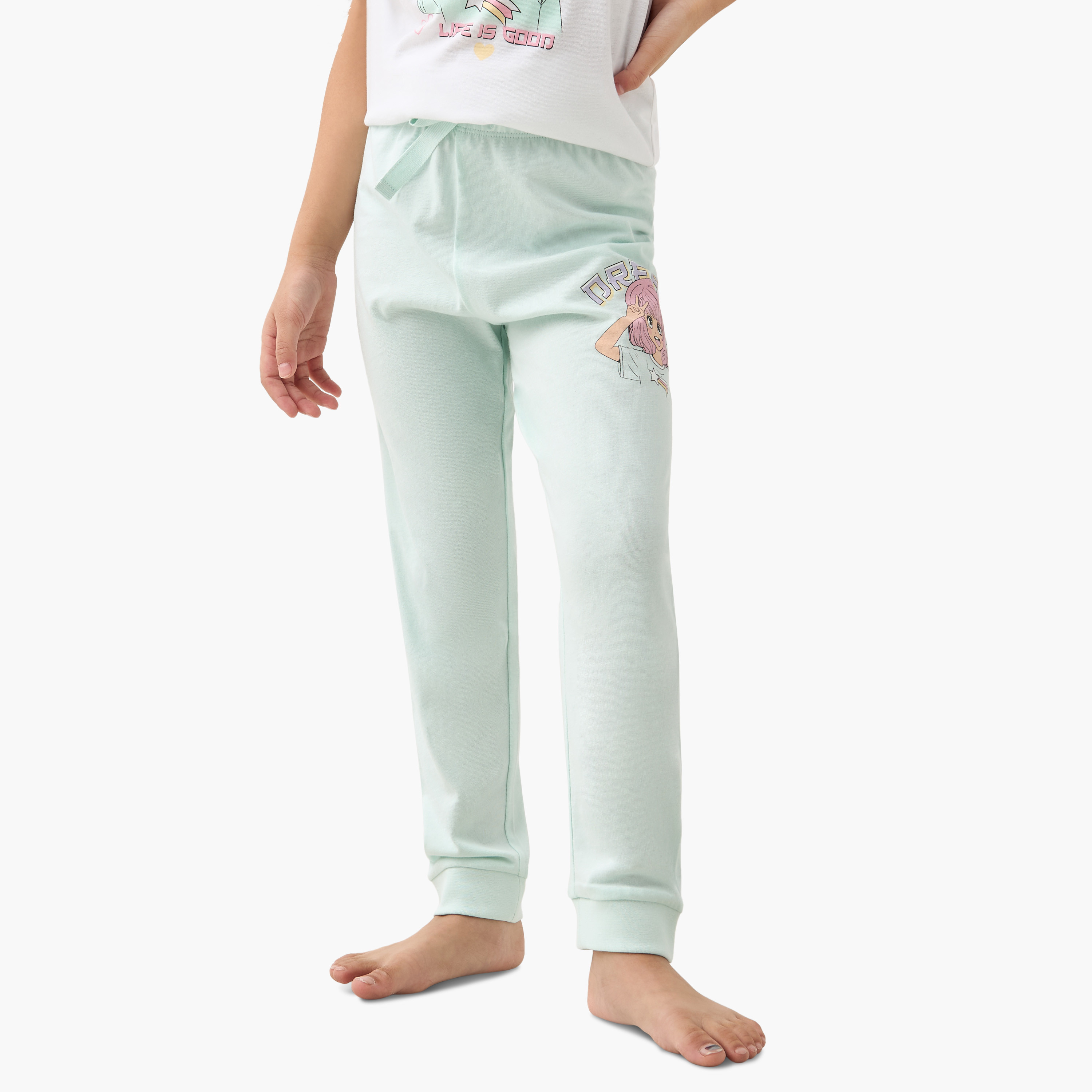 Juniors Anime Print T-shirt and Pyjamas Set-girls-clothing-nightwear-image-3