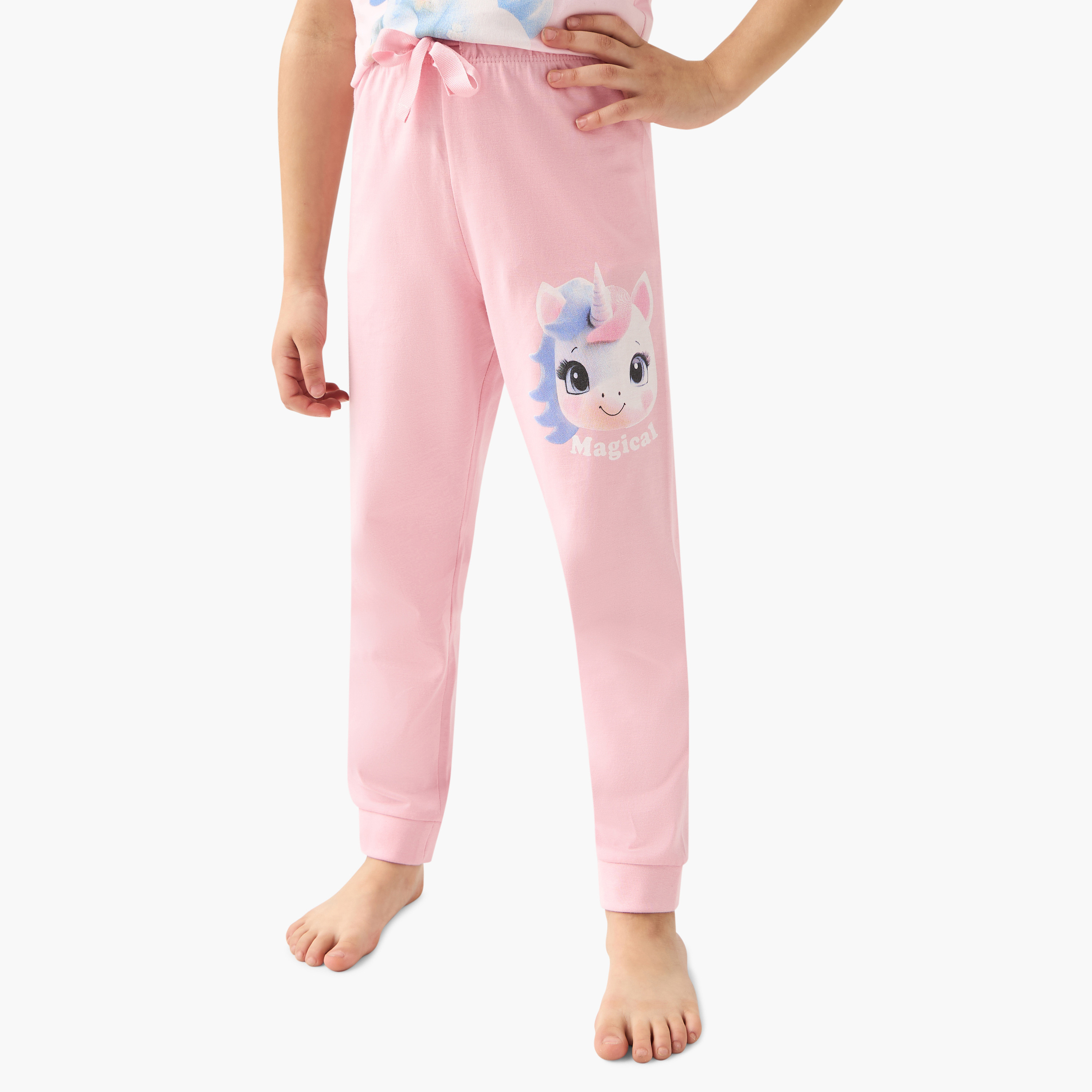 Juniors Unicorn Print T-shirt and Pyjama Set-baby-girls-clothing-nightwear-pyjamasets-image-4