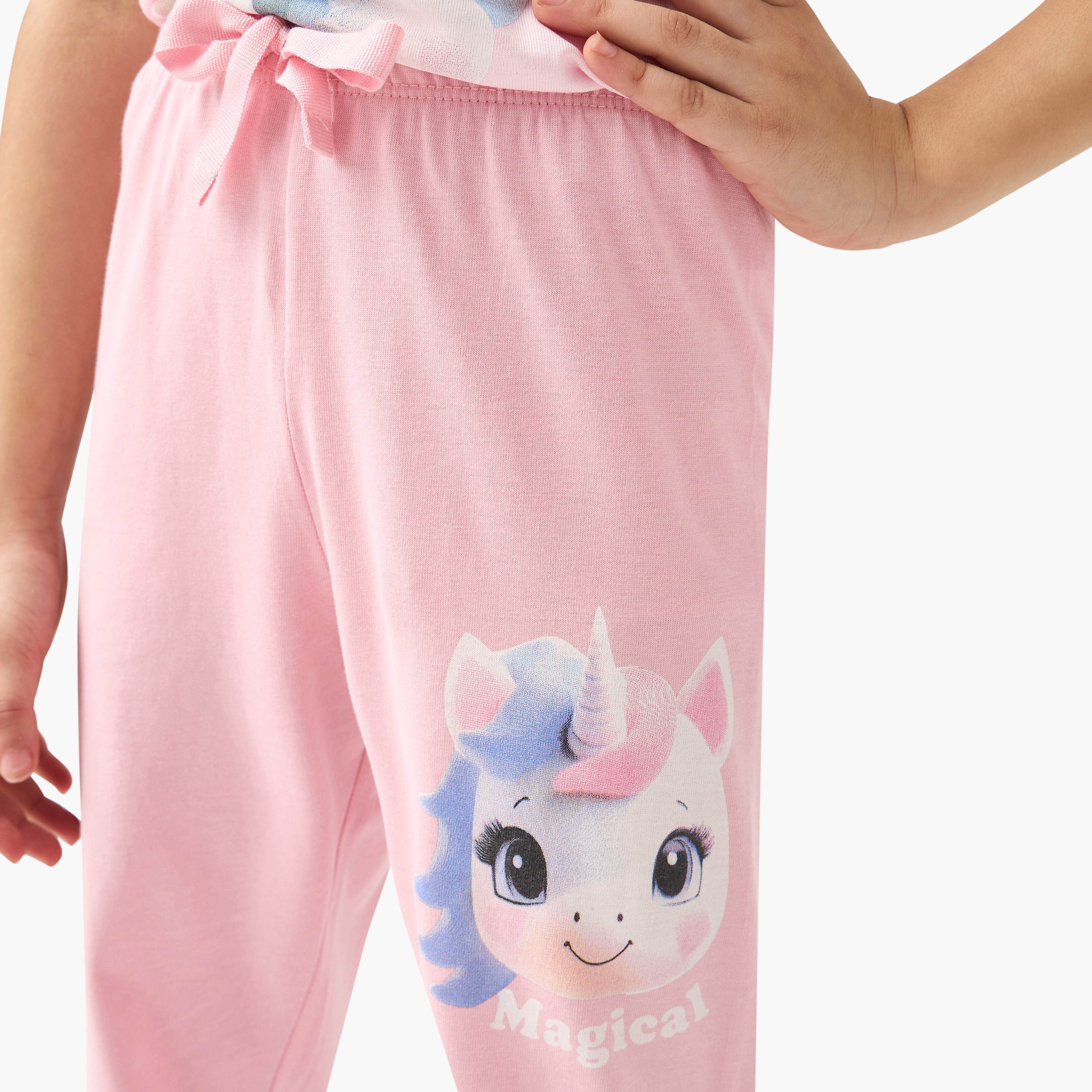 Juniors Unicorn Print T-shirt and Pyjama Set-baby-girls-clothing-nightwear-pyjamasets-image-5