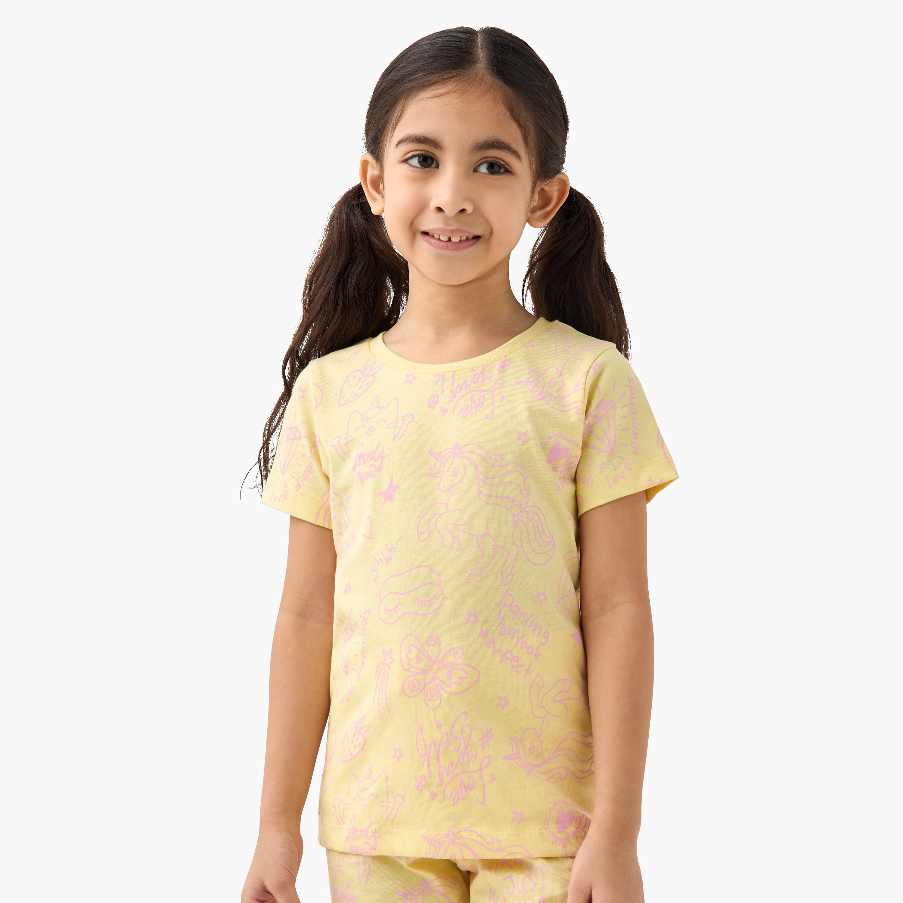All-Over Print Long Sleeve T-shirt and Pyjama Set-baby-girls-clothing-nightwear-pyjamasets-image-2