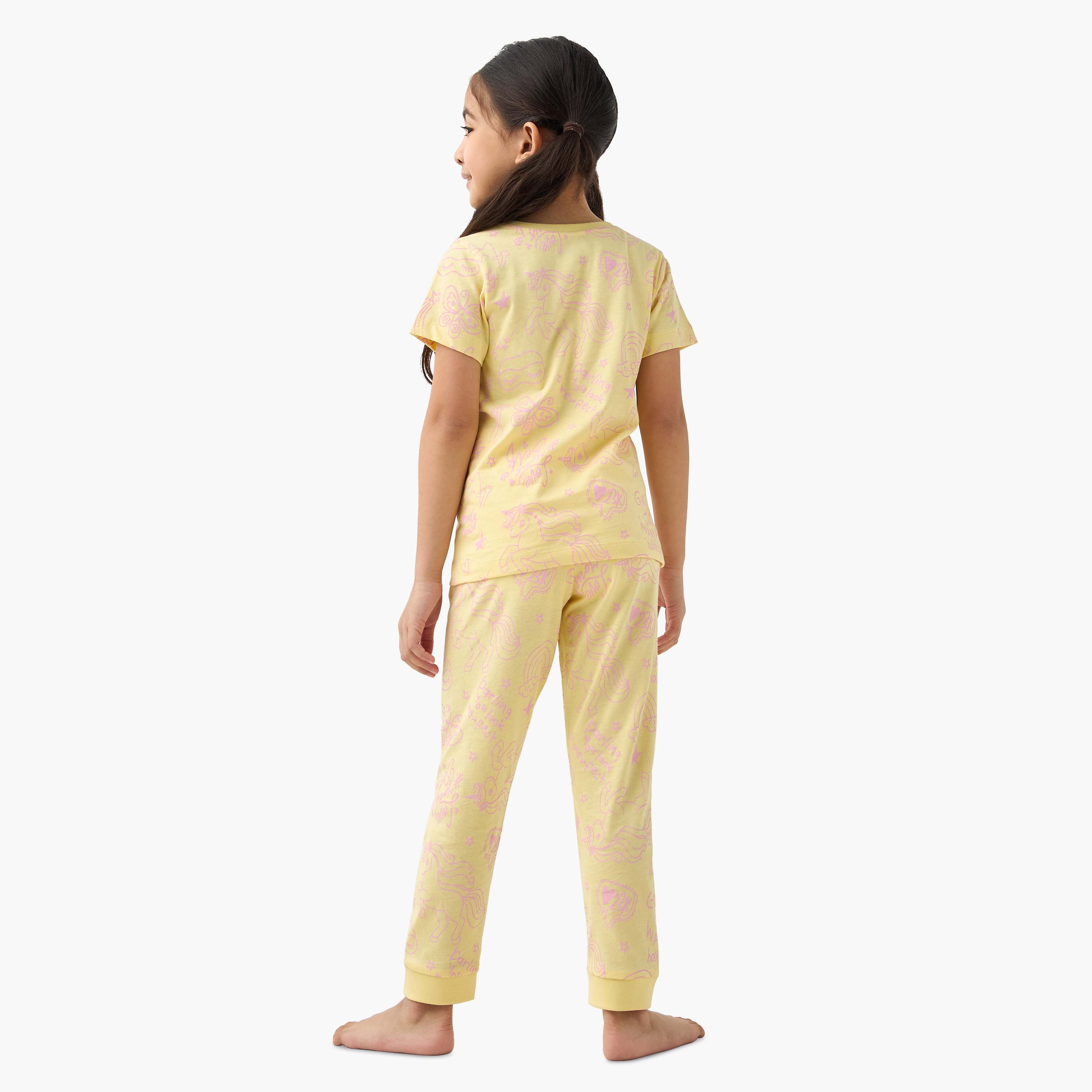 All-Over Print Long Sleeve T-shirt and Pyjama Set-baby-girls-clothing-nightwear-pyjamasets-image-4