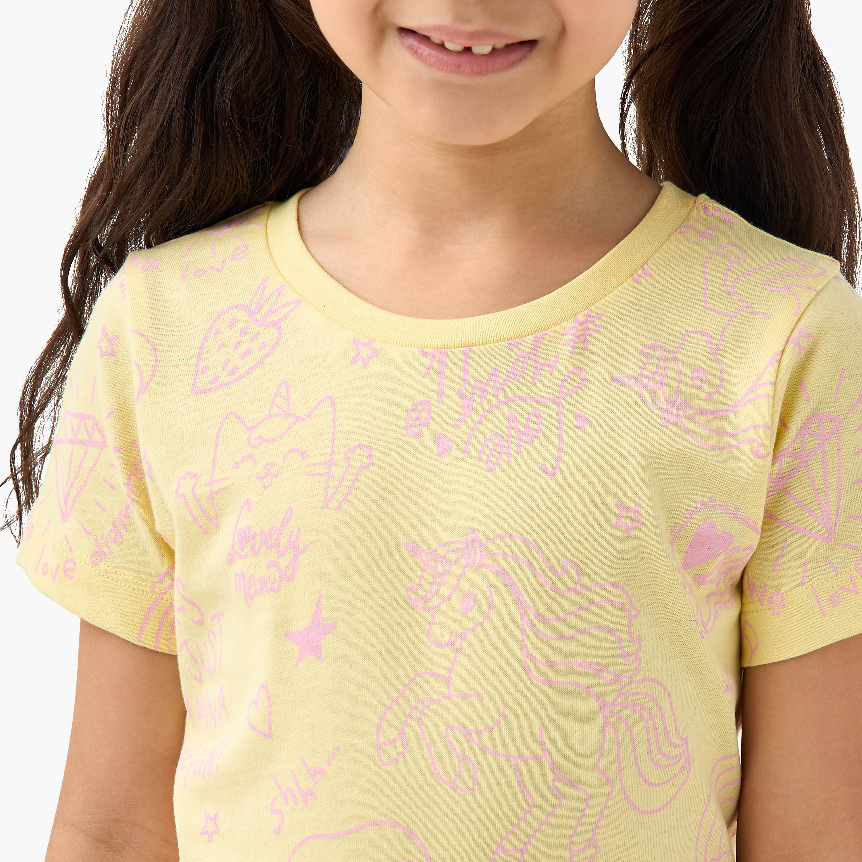 All-Over Print Long Sleeve T-shirt and Pyjama Set-baby-girls-clothing-nightwear-pyjamasets-image-5