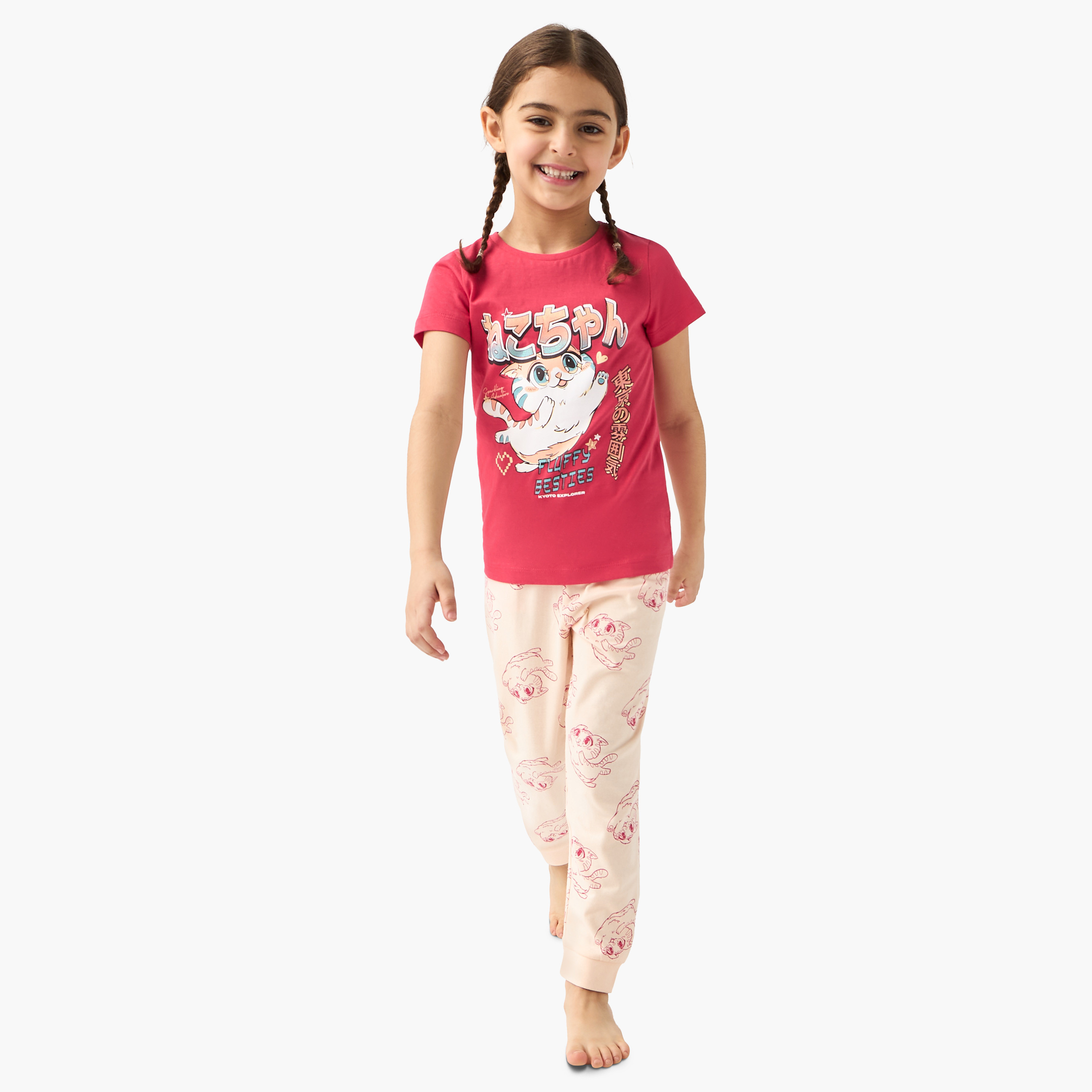 Juniors Printed T-shirt and Pyjama Set-baby-girls-clothing-nightwear-pyjamasets-image-1