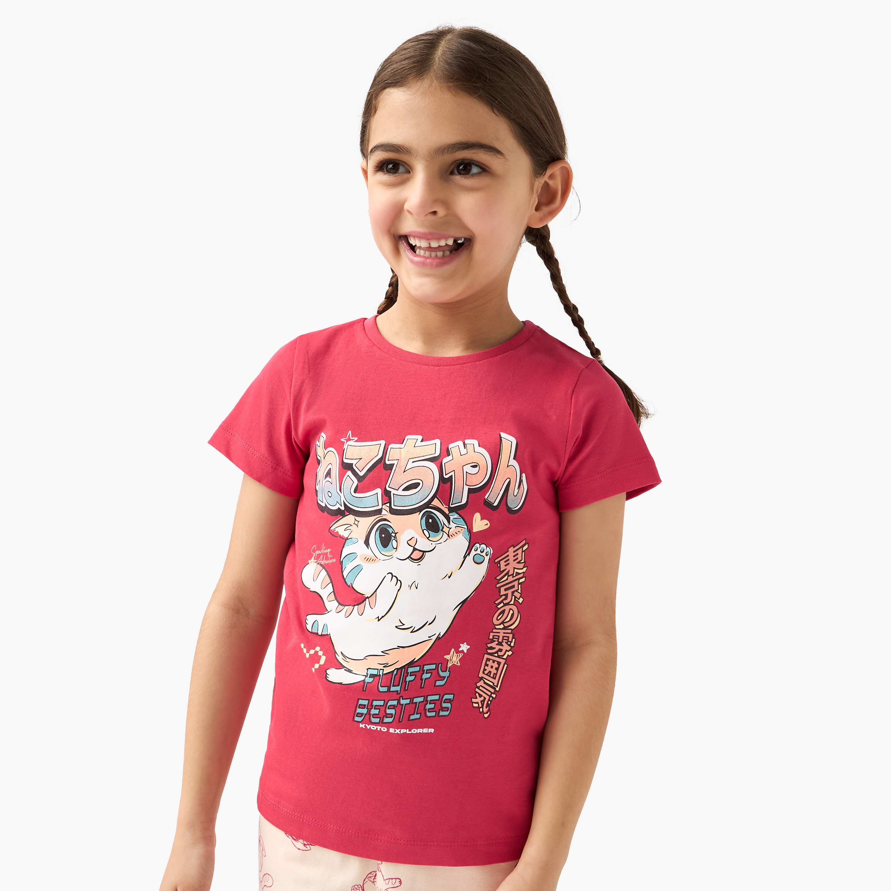 Juniors Printed T-shirt and Pyjama Set-baby-girls-clothing-nightwear-pyjamasets-image-2