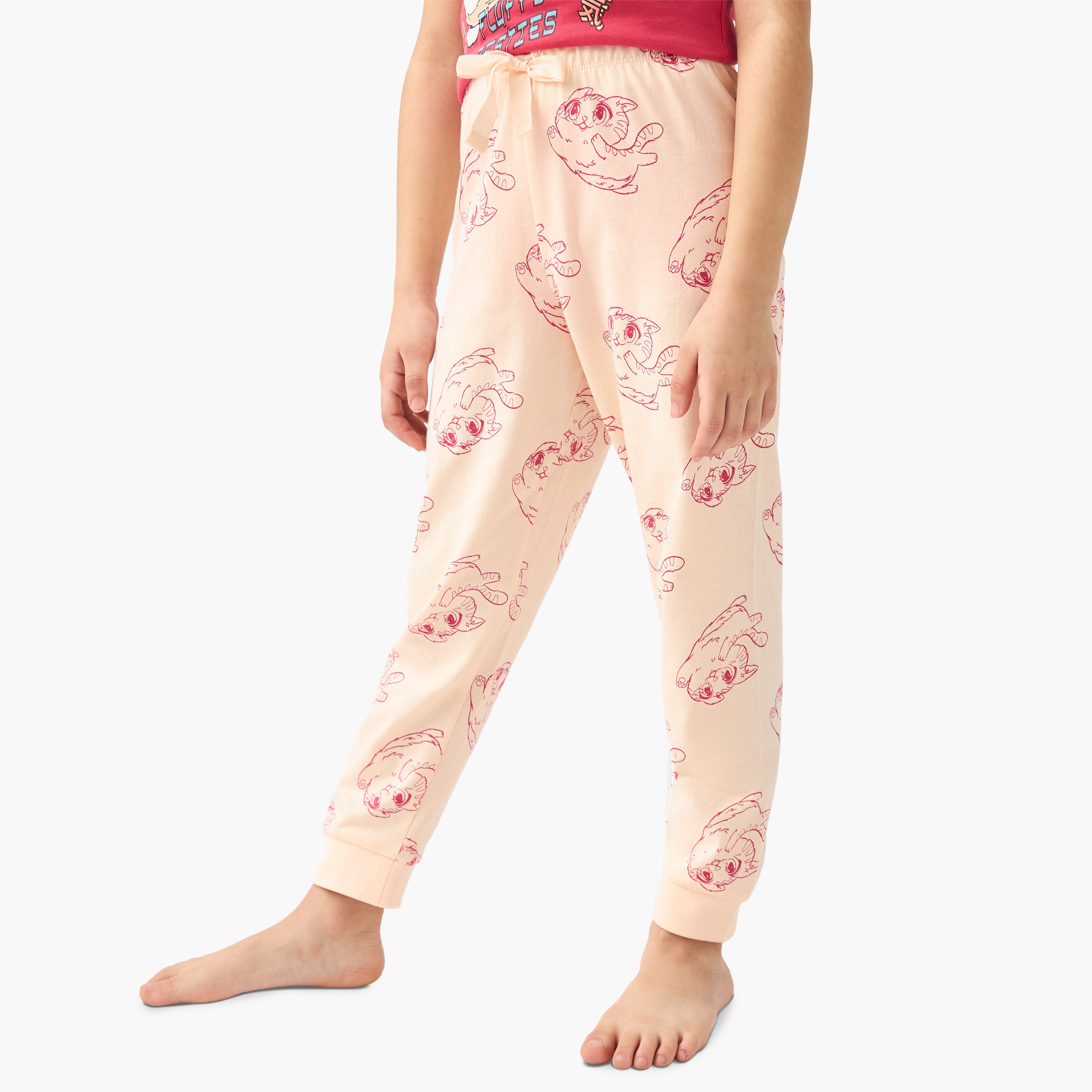 Juniors Printed T-shirt and Pyjama Set-baby-girls-clothing-nightwear-pyjamasets-image-3