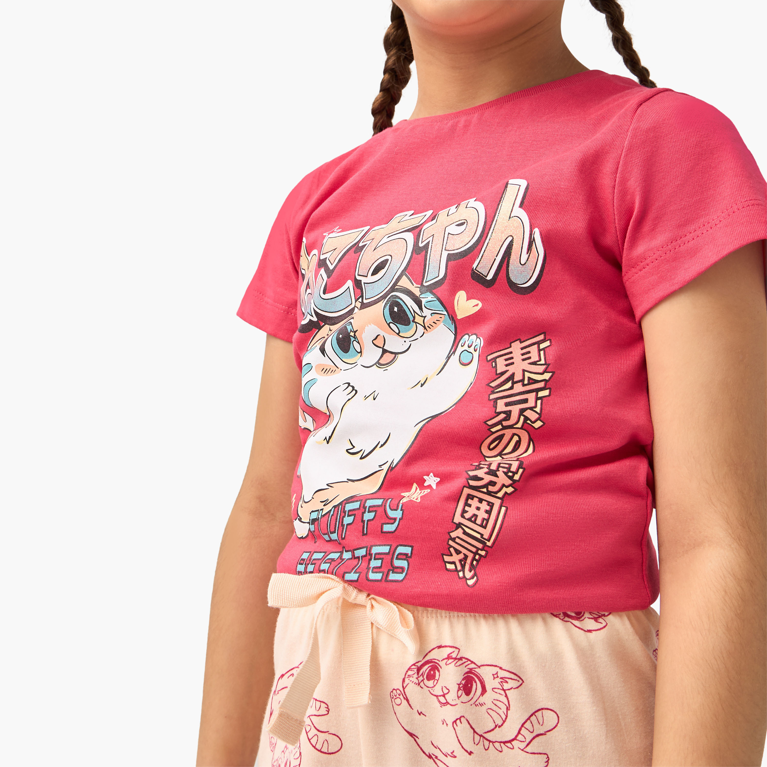 Juniors Printed T-shirt and Pyjama Set-baby-girls-clothing-nightwear-pyjamasets-image-5