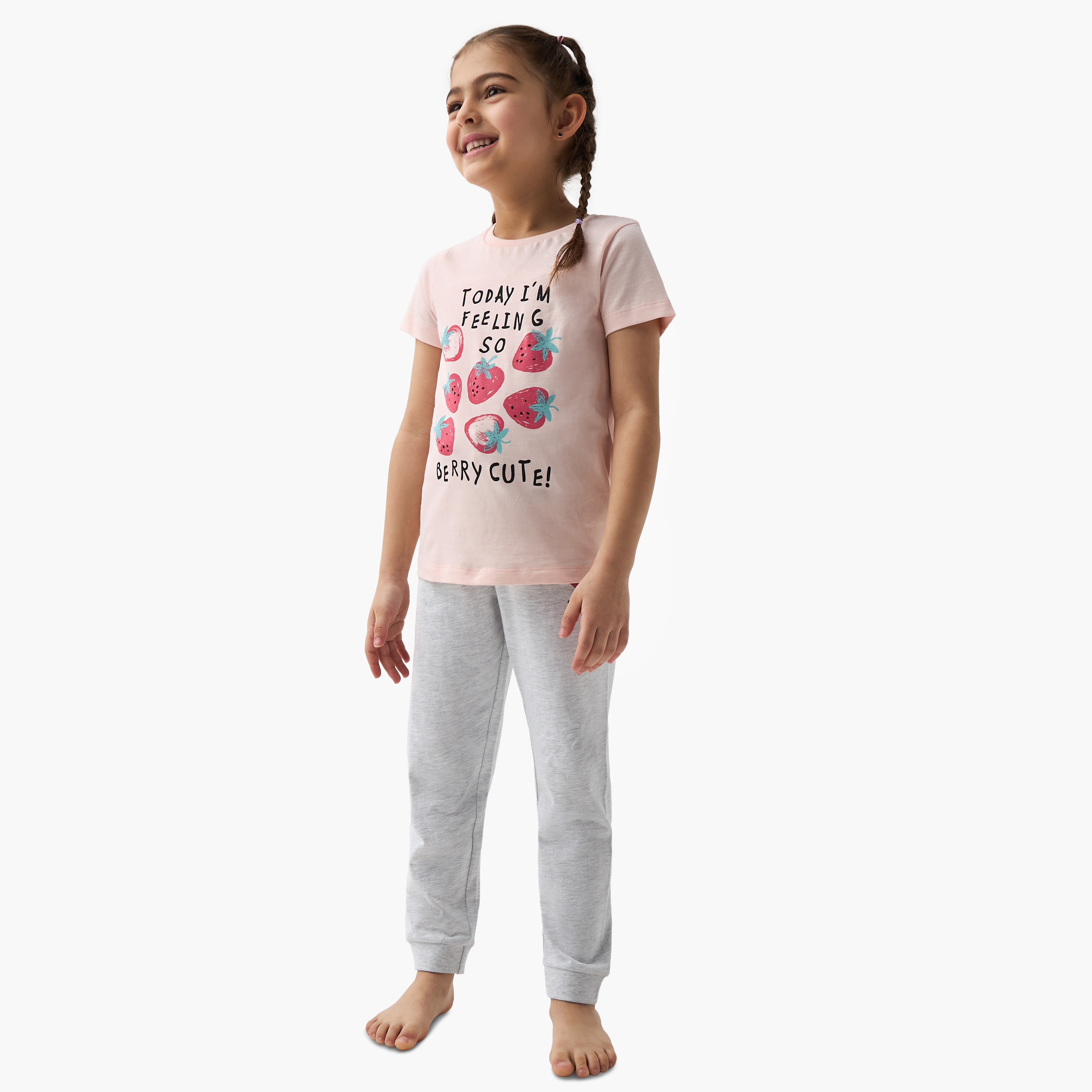 Juniors Printed T-shirt and Pyjama Set-girls-clothing-nightwear-image-1