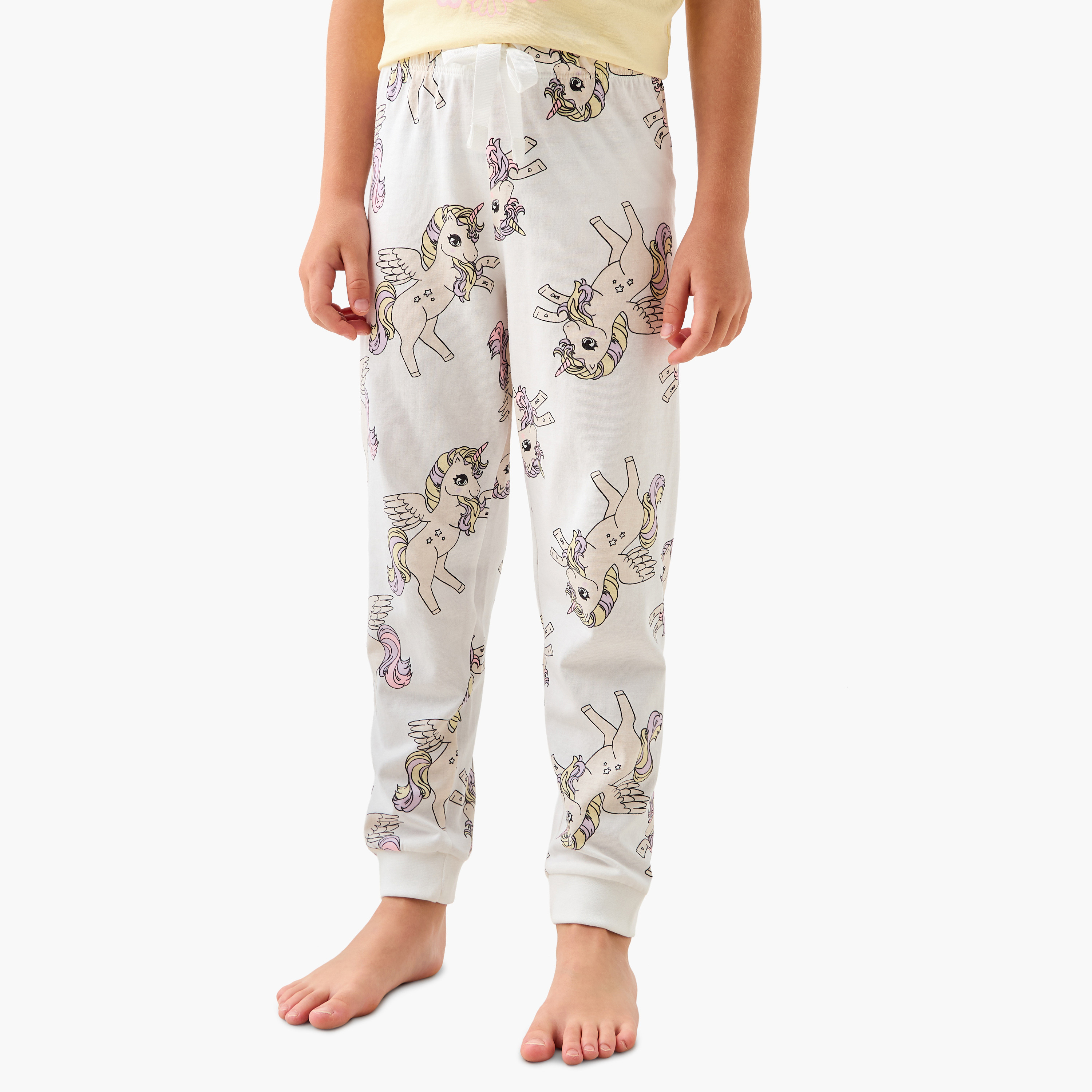 Juniors Unicorn Print T-shirt and Pyjama Set-girls-clothing-nightwear-image-3