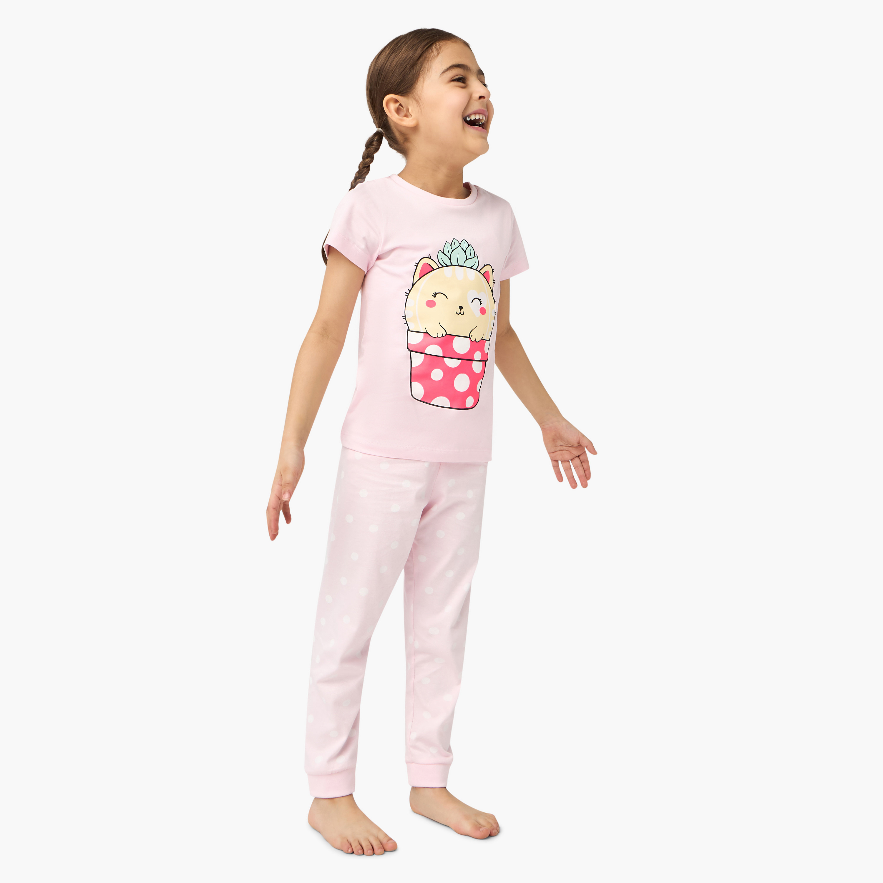 Juniors Printed T-shirt and Pyjama Set-baby-girls-clothing-nightwear-pyjamasets-image-1