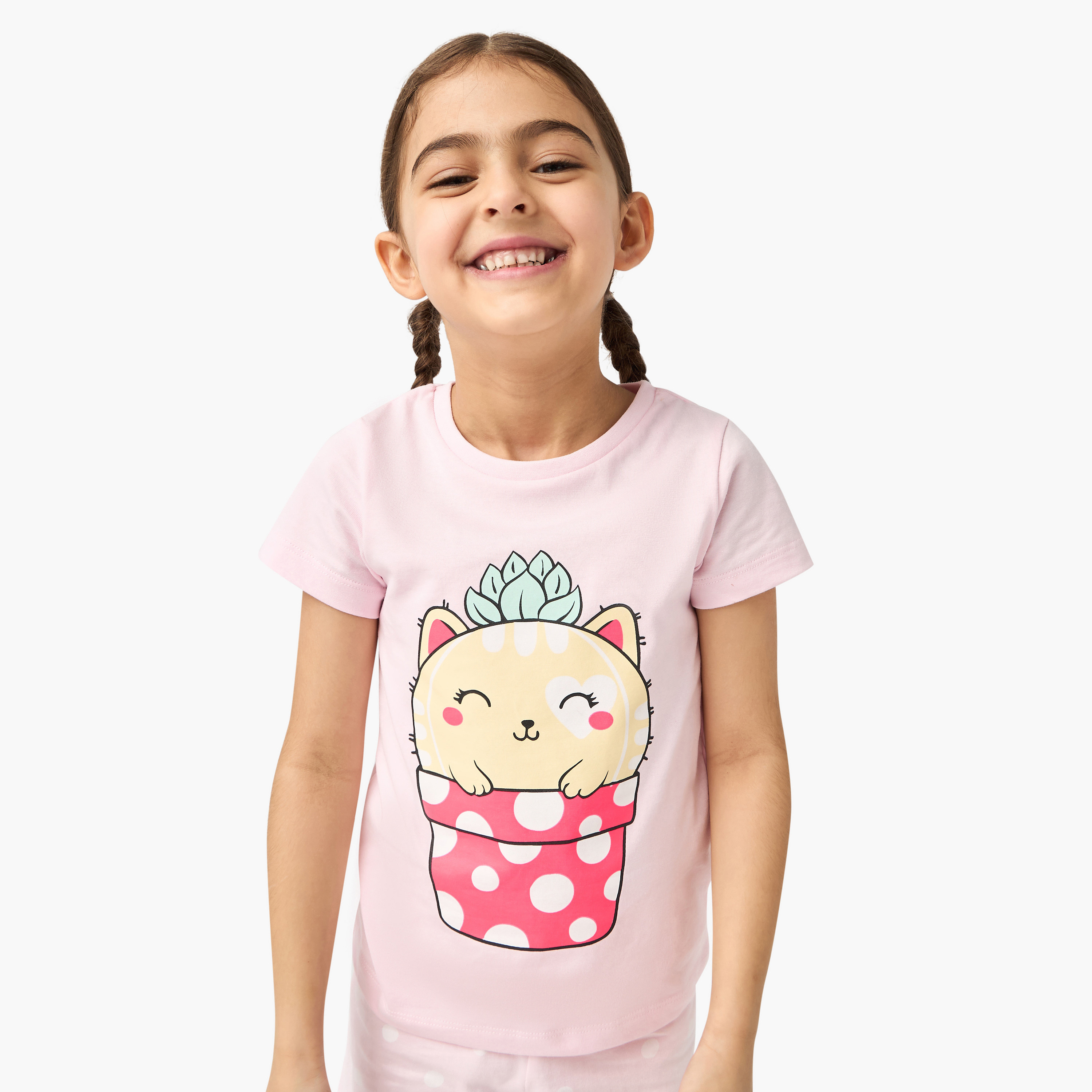 Juniors Printed T-shirt and Pyjama Set-baby-girls-clothing-nightwear-pyjamasets-image-2