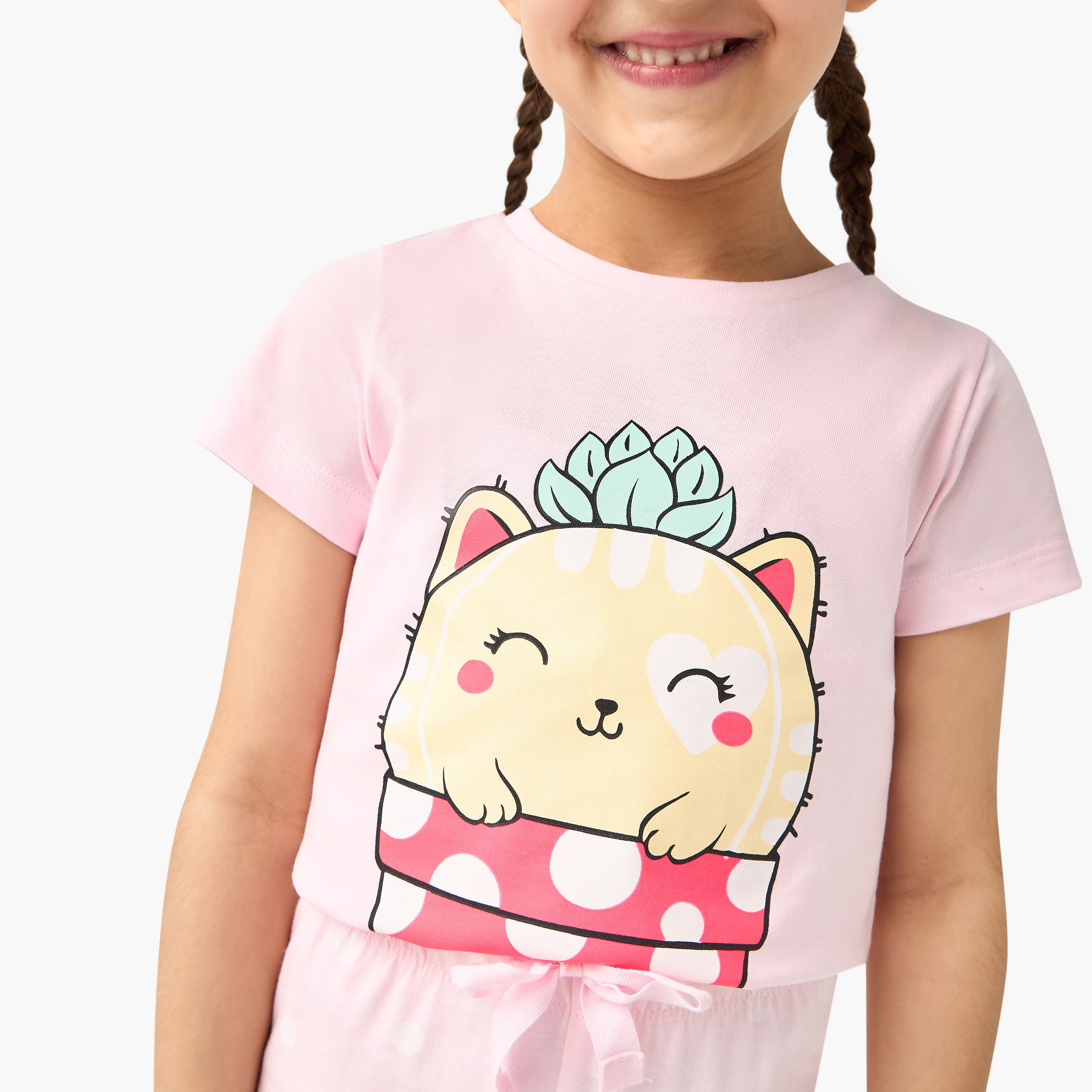 Juniors Printed T-shirt and Pyjama Set-baby-girls-clothing-nightwear-pyjamasets-image-5