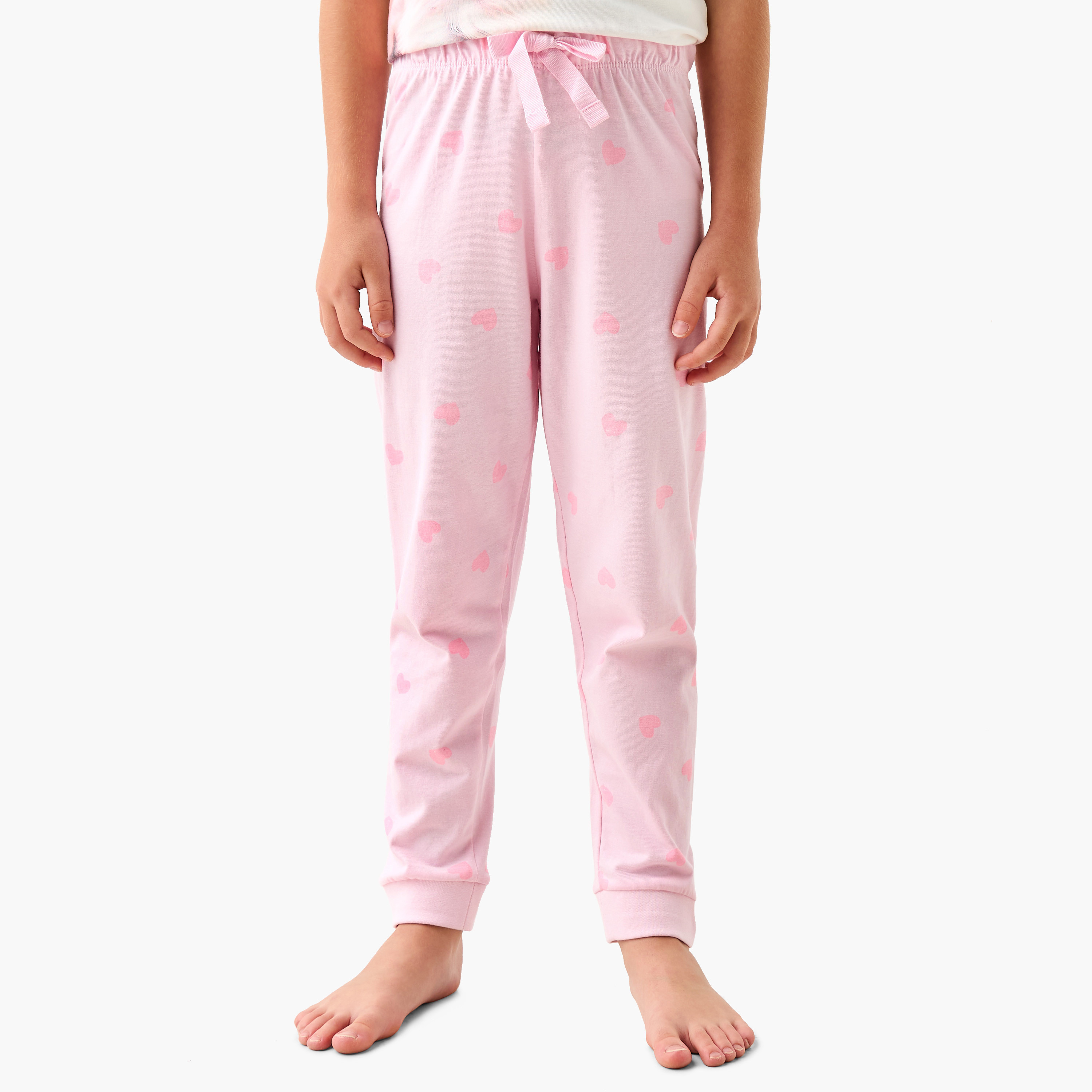 Juniors Cat Print T-shirt and Pyjama Set-girls-clothing-nightwear-image-3