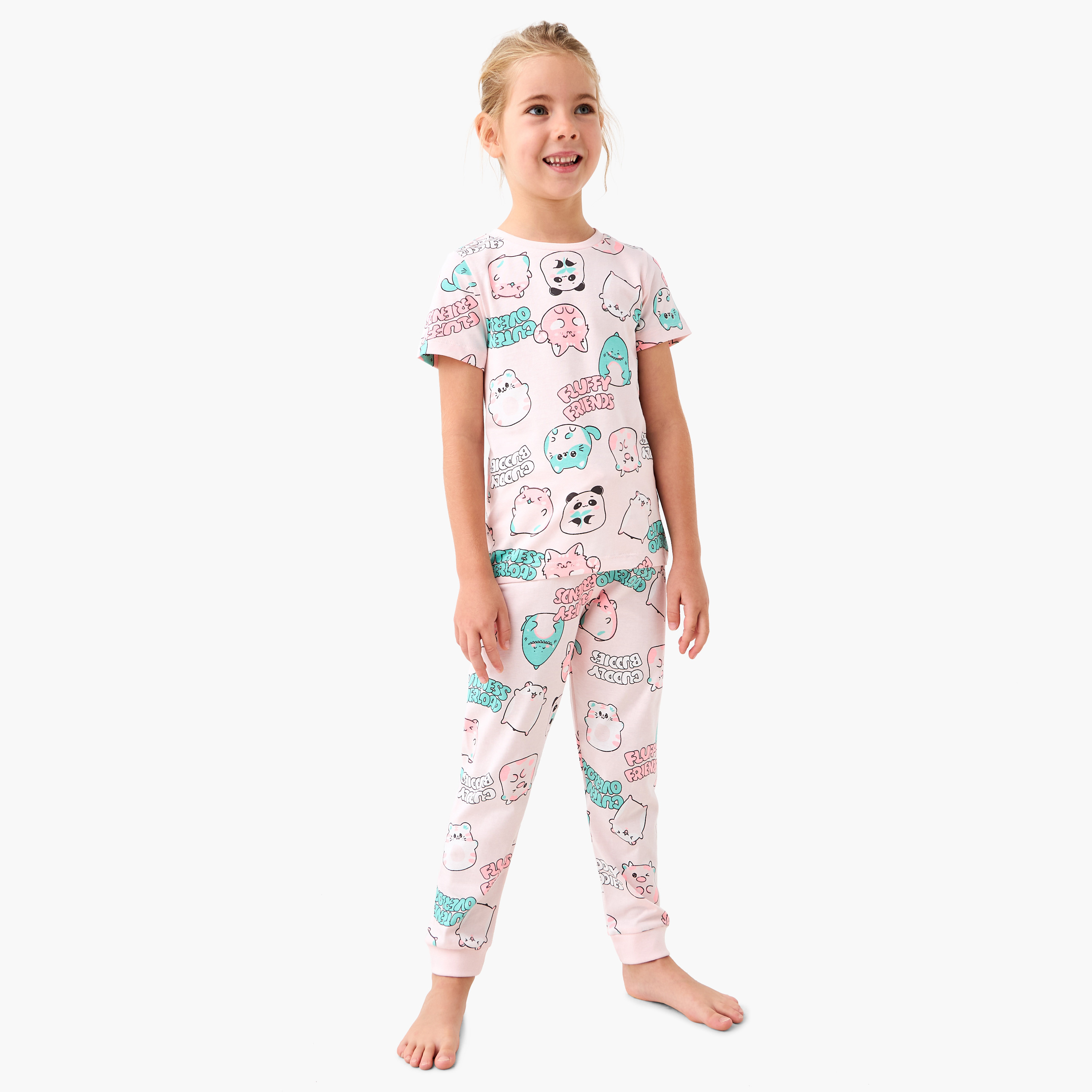 Juniors Printed T-shirt and Pyjama Set-girls-clothing-nightwear-image-1
