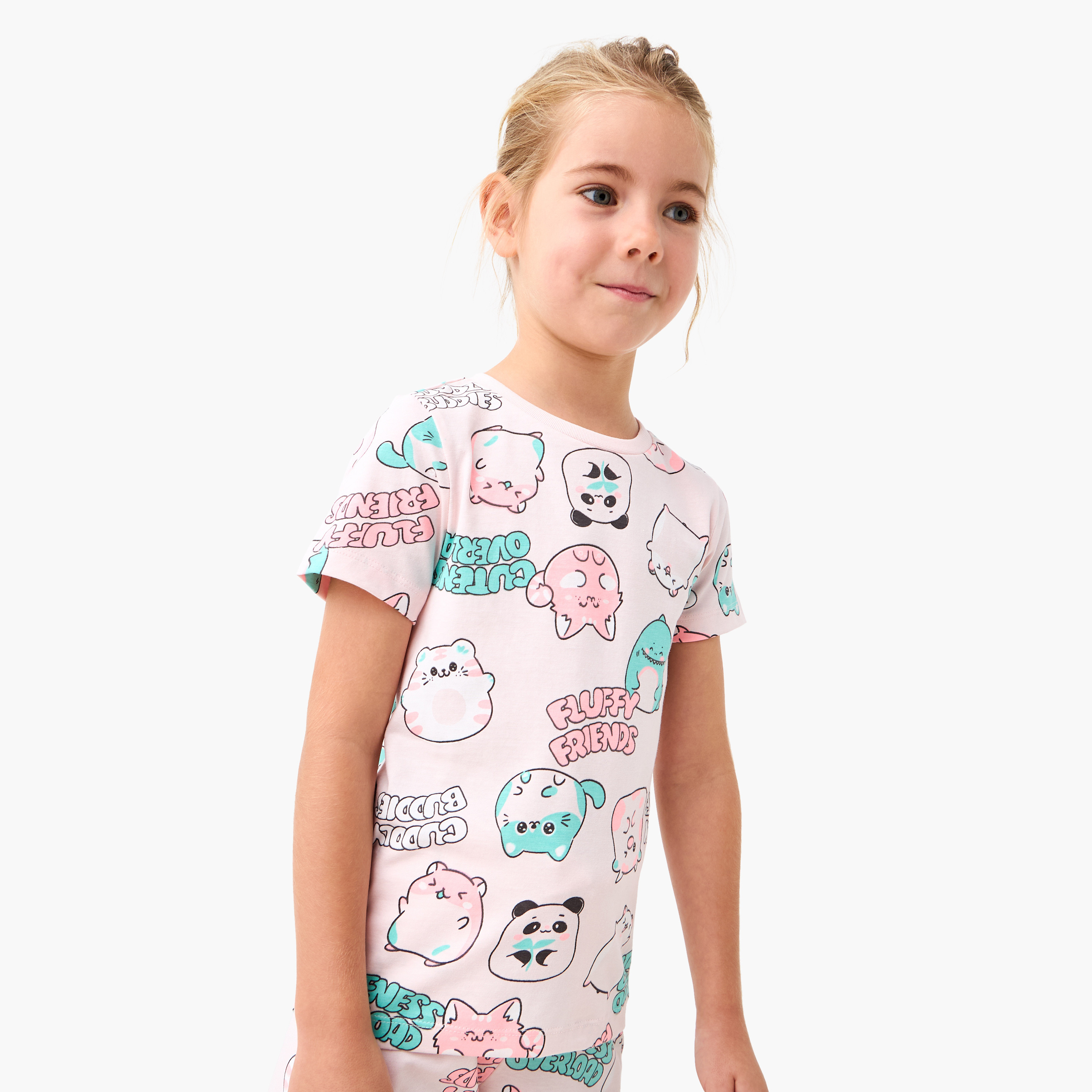 Juniors Printed T-shirt and Pyjama Set-girls-clothing-nightwear-image-2