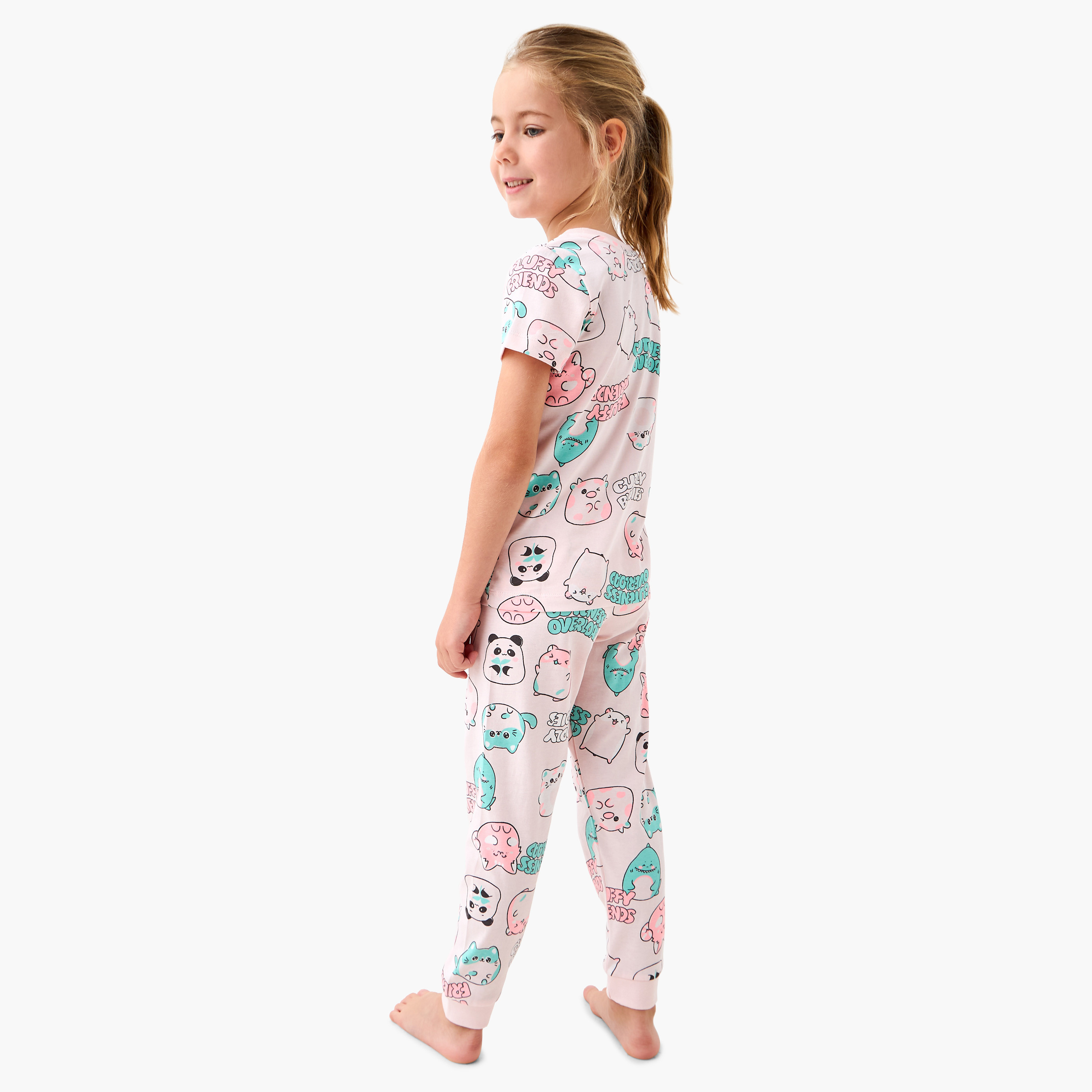 Juniors Printed T-shirt and Pyjama Set-girls-clothing-nightwear-image-4