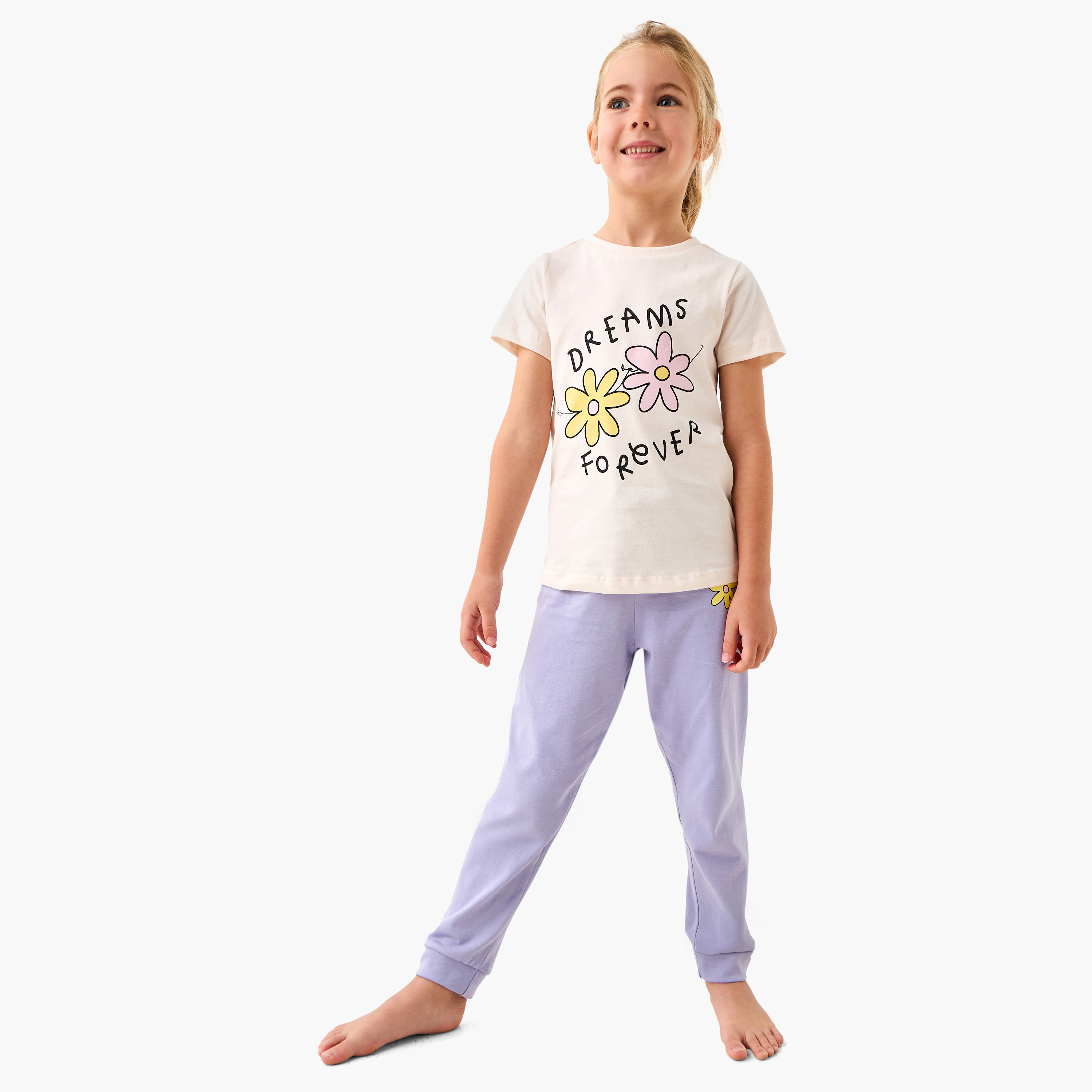 Juniors Printed T-shirt and Pyjama Set-girls-clothing-nightwear-image-1