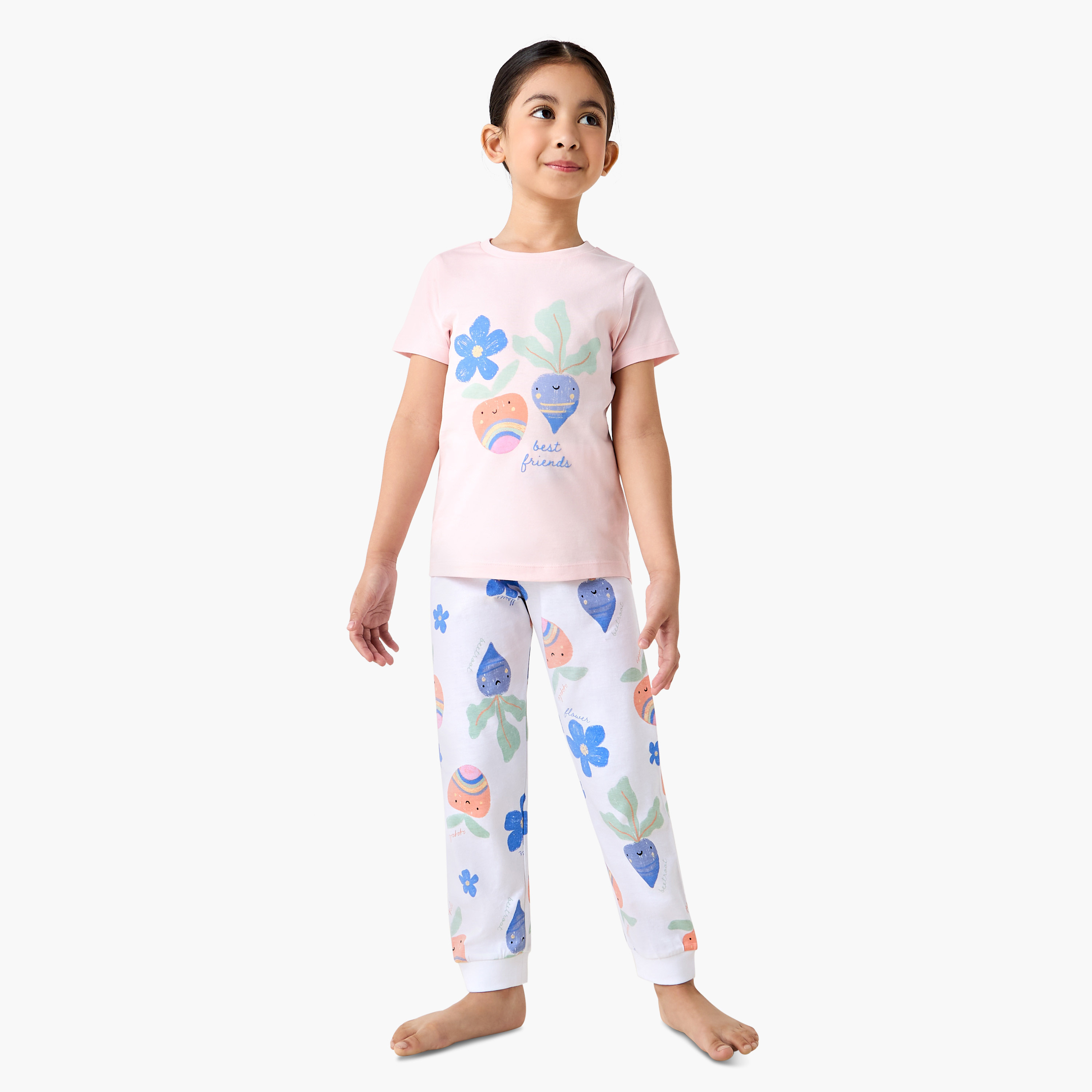 Juniors Printed T-shirt and Pyjama Set-girls-clothing-nightwear-image-1