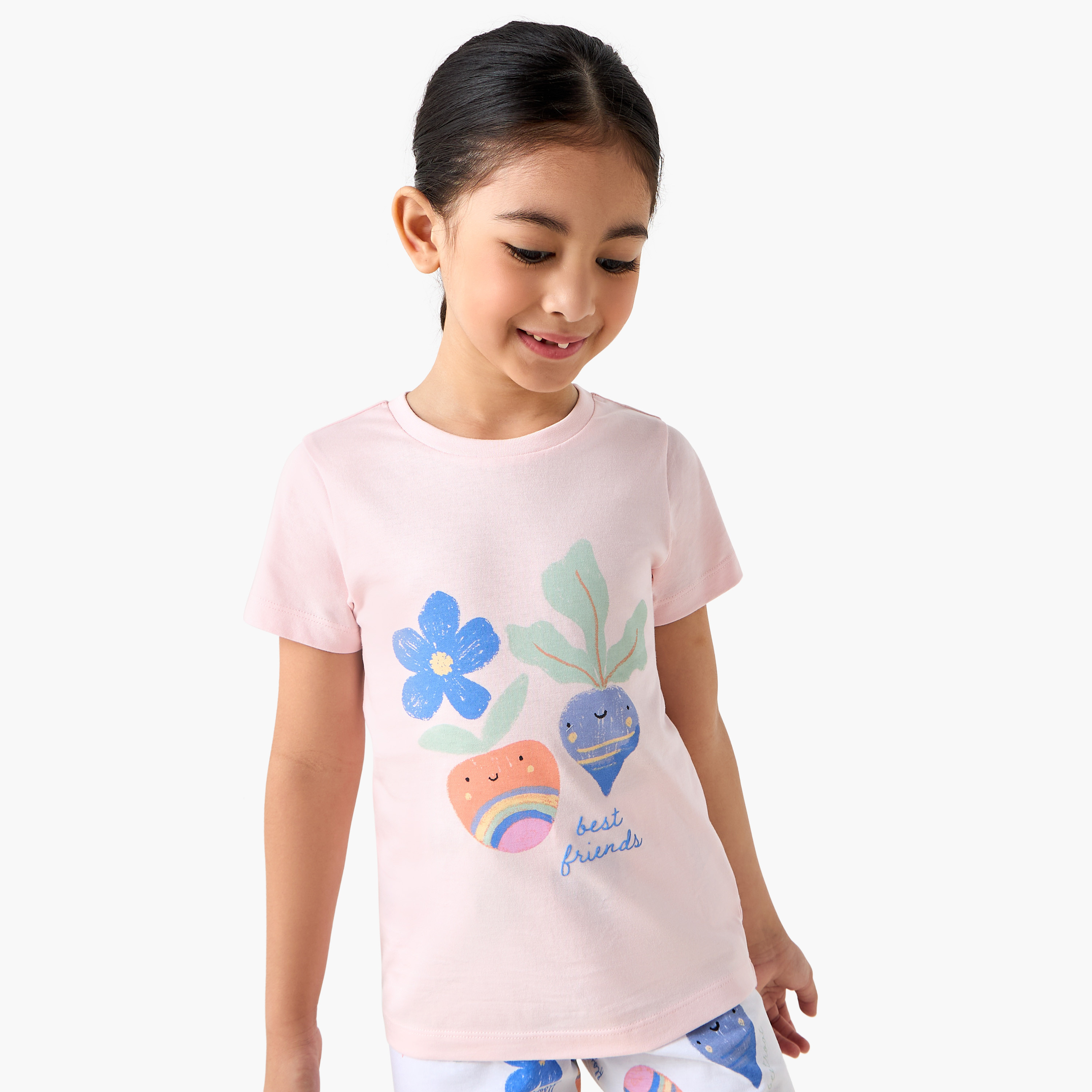 Juniors Printed T-shirt and Pyjama Set-girls-clothing-nightwear-image-2