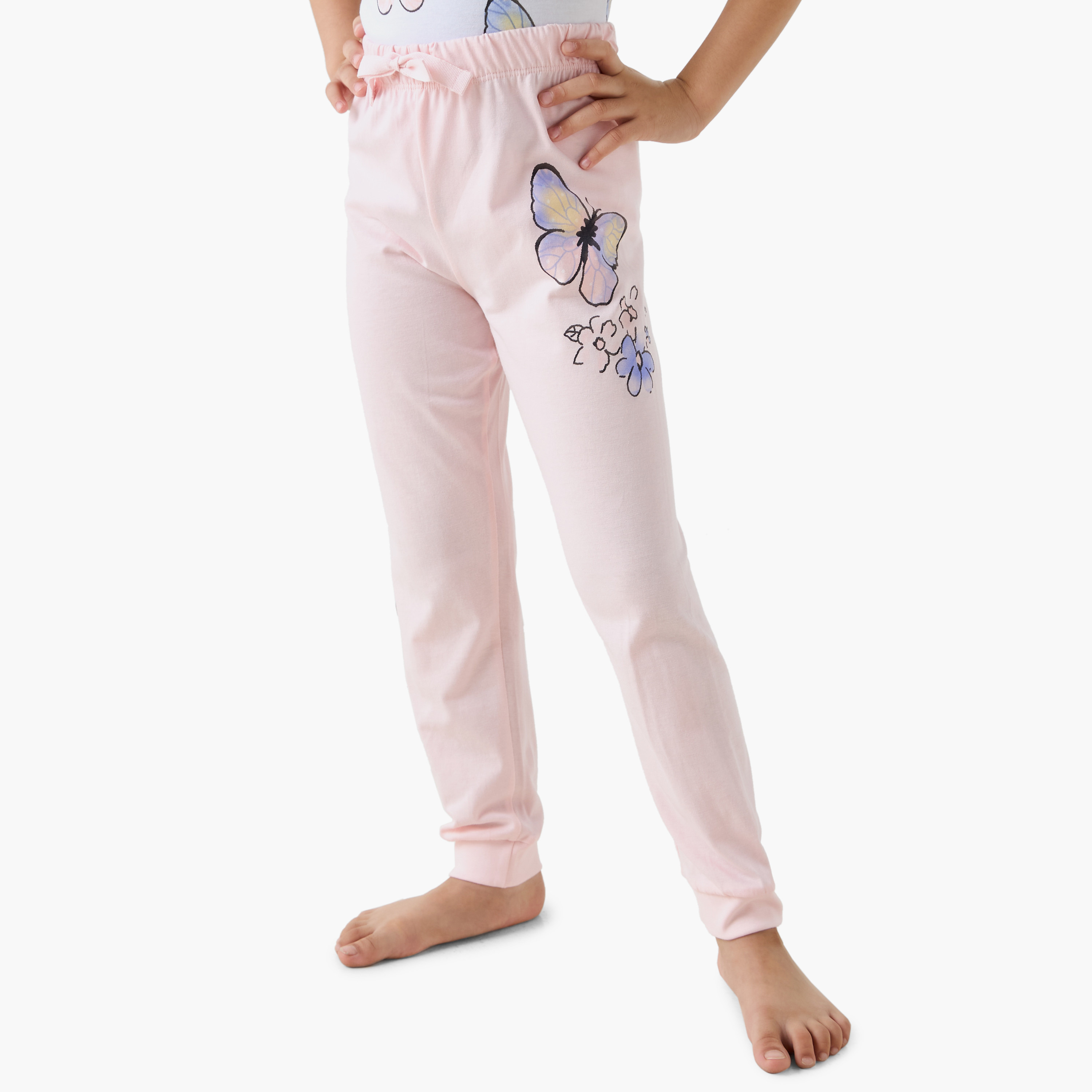 Juniors Butterfly Print T-shirt and Pyjama Set-baby-girls-clothing-nightwear-pyjamasets-image-3