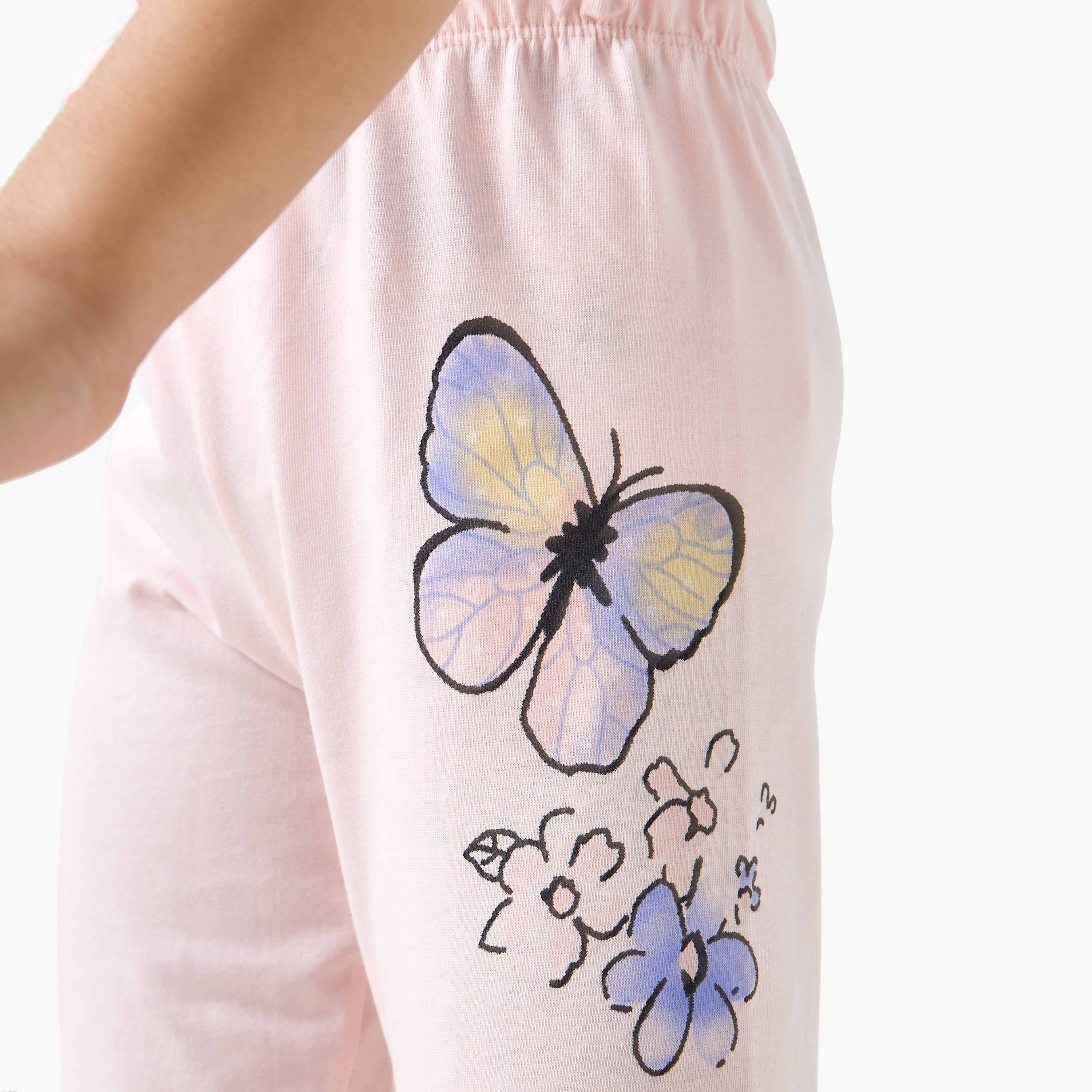 Juniors Butterfly Print T-shirt and Pyjama Set-baby-girls-clothing-nightwear-pyjamasets-image-5