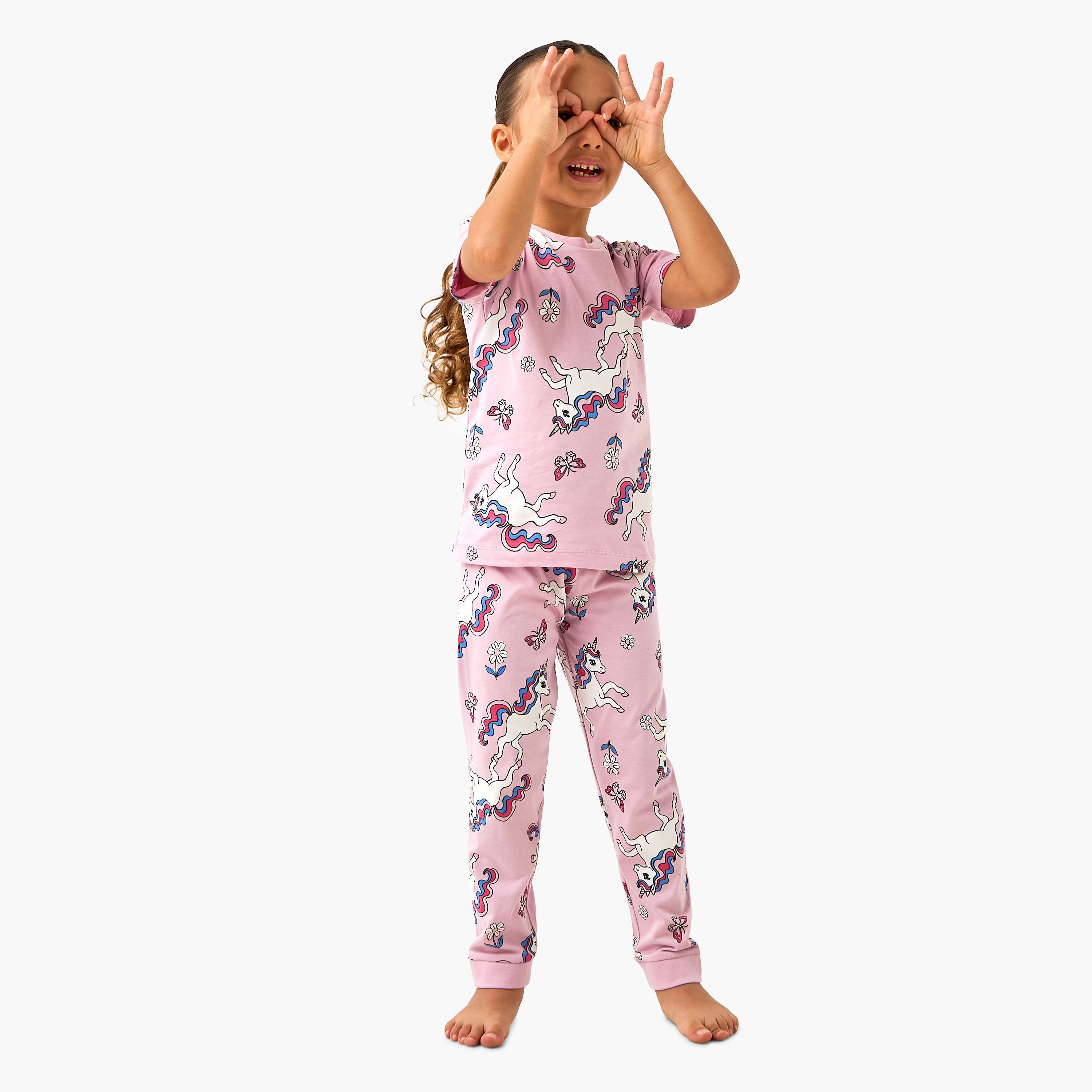 Juniors All-Over Unicorn Print T-shirt and Pyjama Set-baby-girls-clothing-nightwear-pyjamasets-image-1