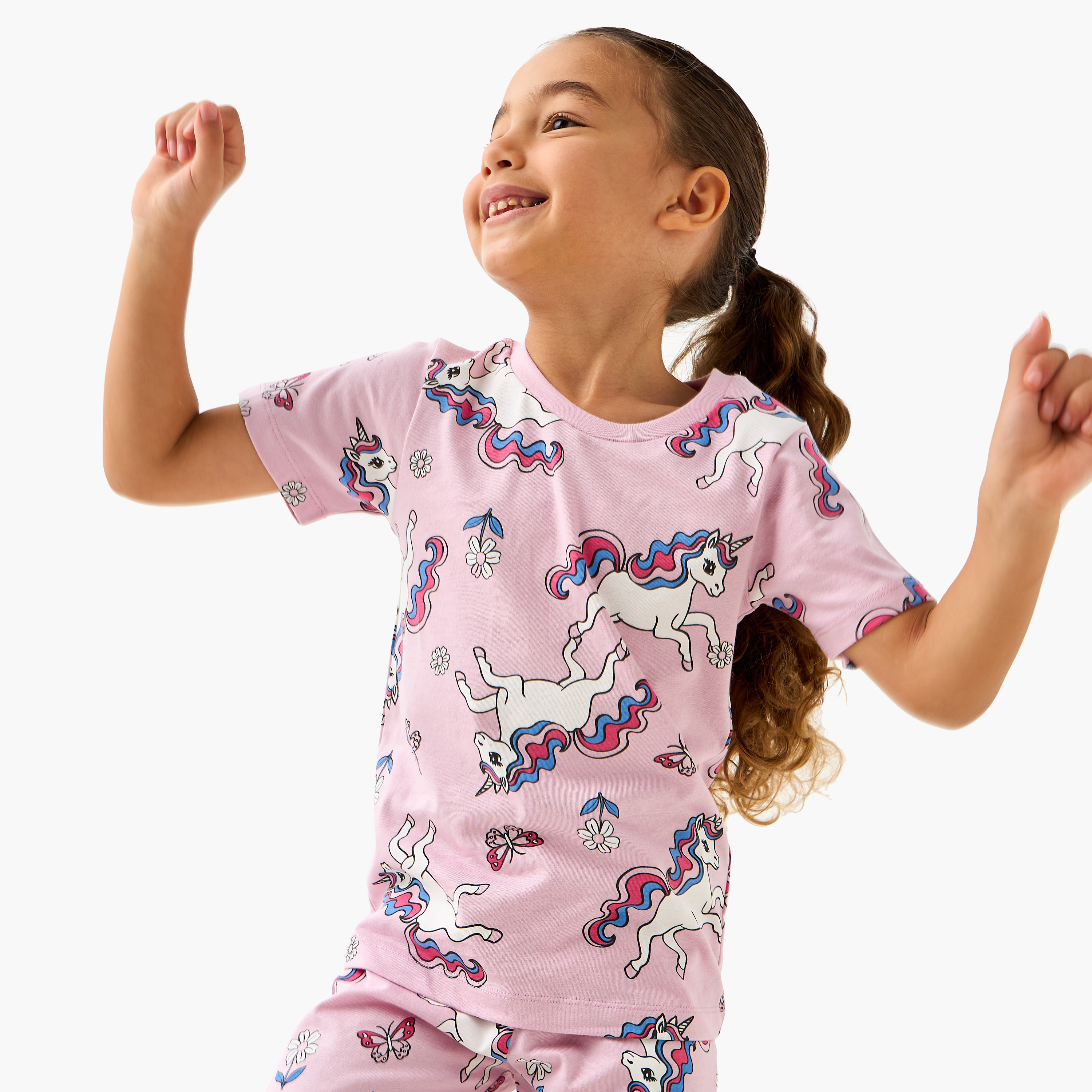 Juniors All-Over Unicorn Print T-shirt and Pyjama Set-baby-girls-clothing-nightwear-pyjamasets-image-2