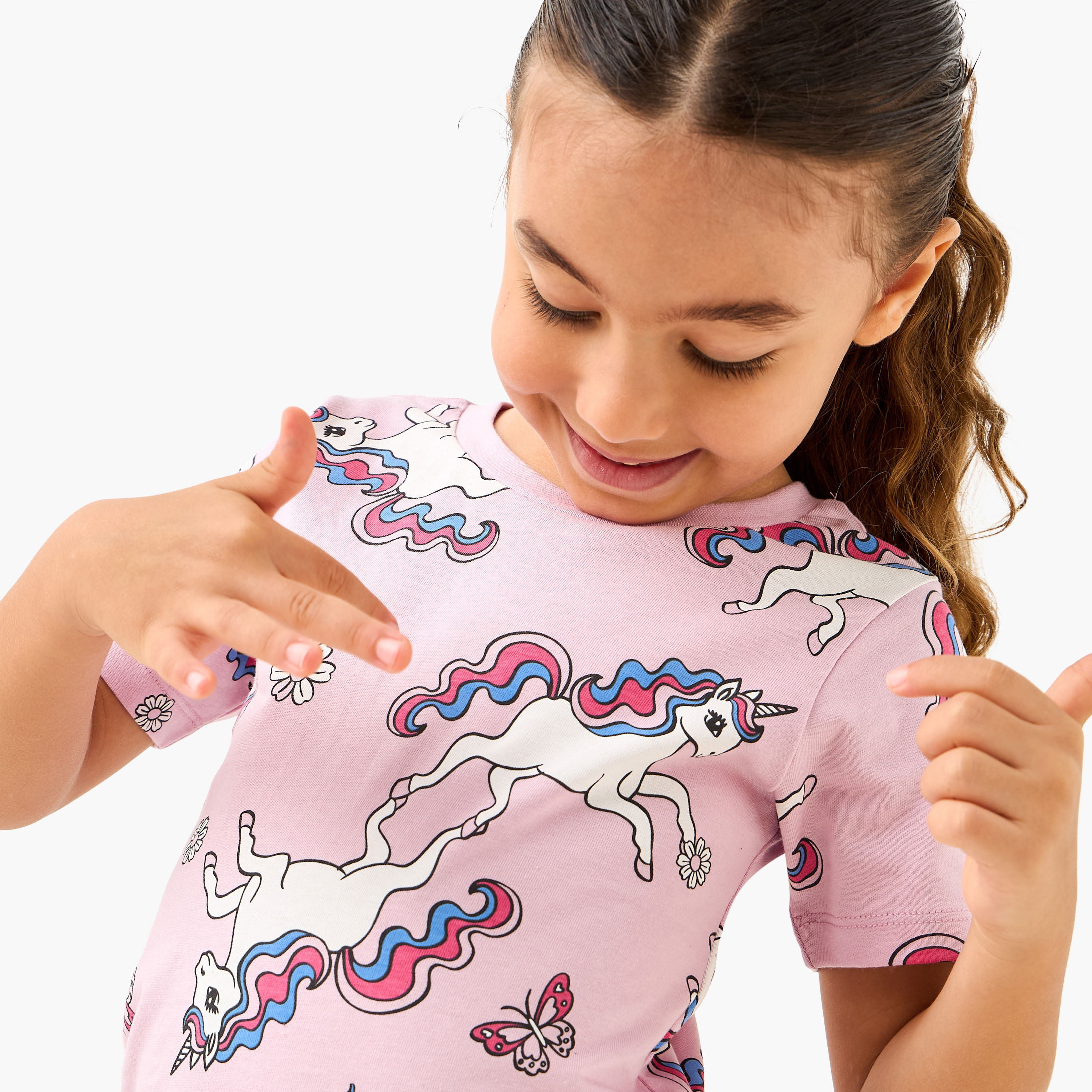 Juniors All-Over Unicorn Print T-shirt and Pyjama Set-baby-girls-clothing-nightwear-pyjamasets-image-5