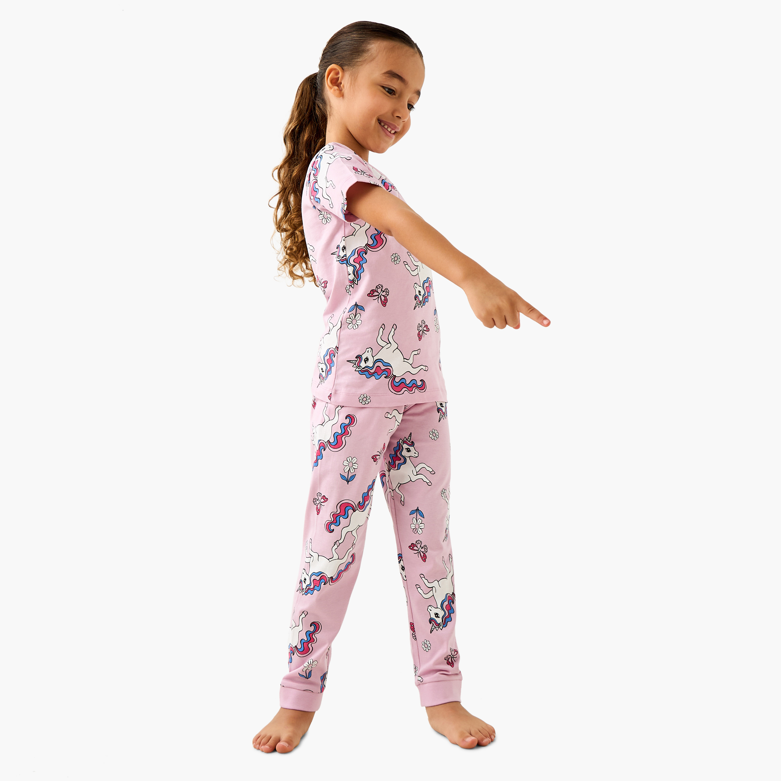 Juniors All-Over Unicorn Print T-shirt and Pyjama Set-baby-girls-clothing-nightwear-pyjamasets-image-7