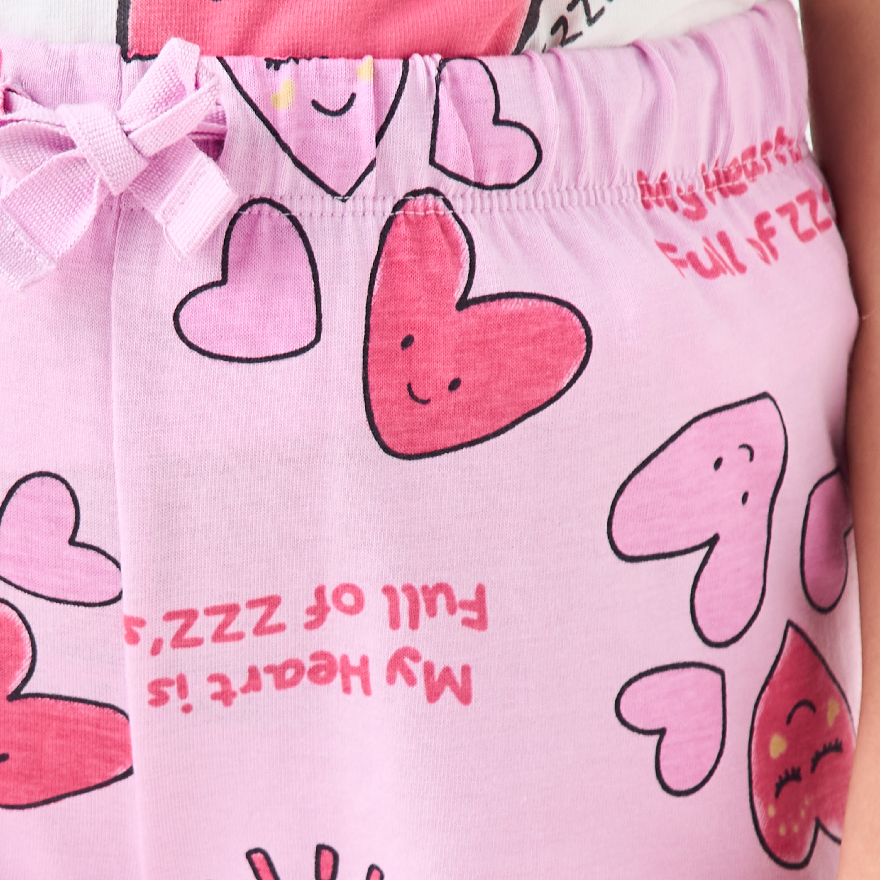 Juniors Heart Print T-shirt and Pyjama Set-girls-clothing-nightwear-image-5