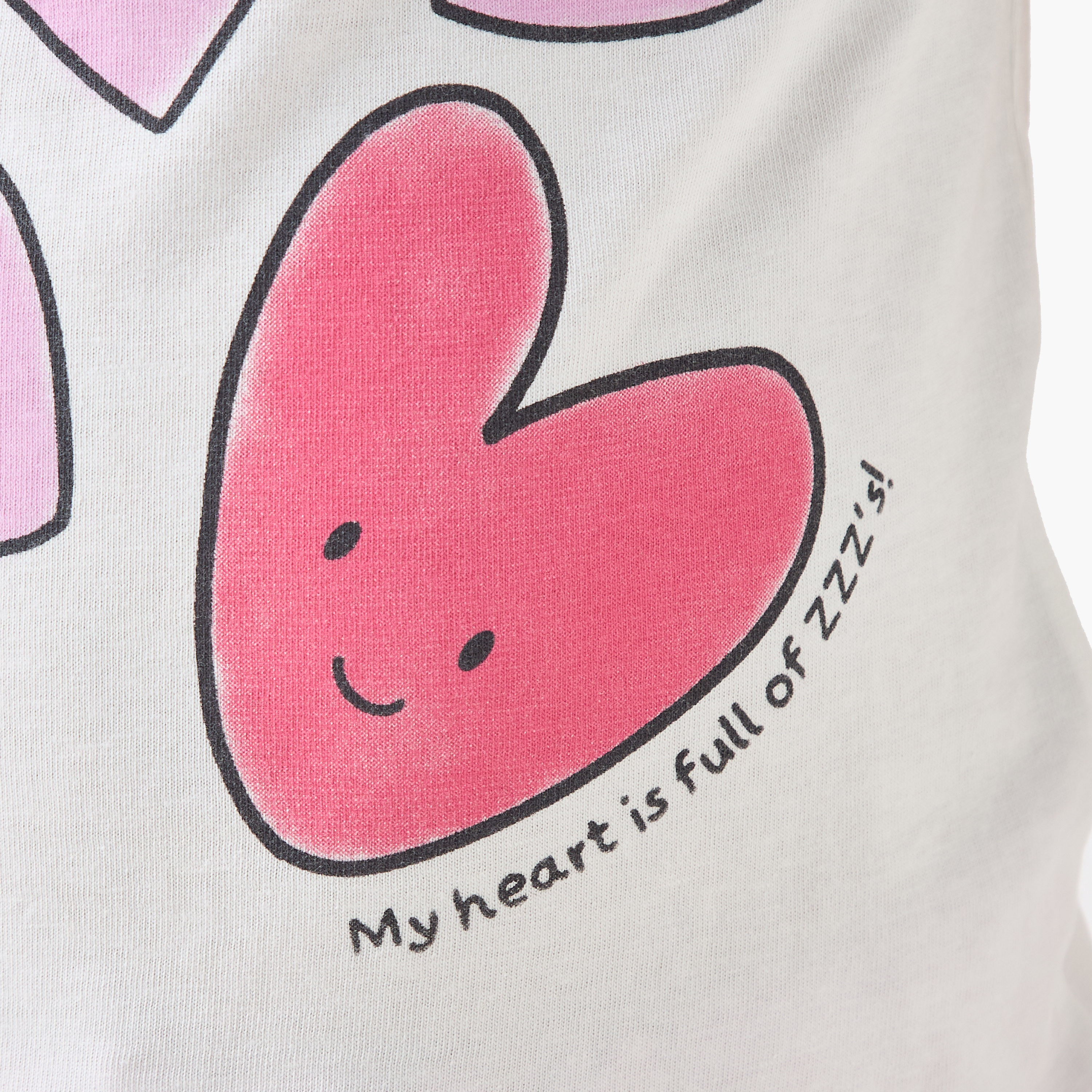 Juniors Heart Print T-shirt and Pyjama Set-girls-clothing-nightwear-image-6