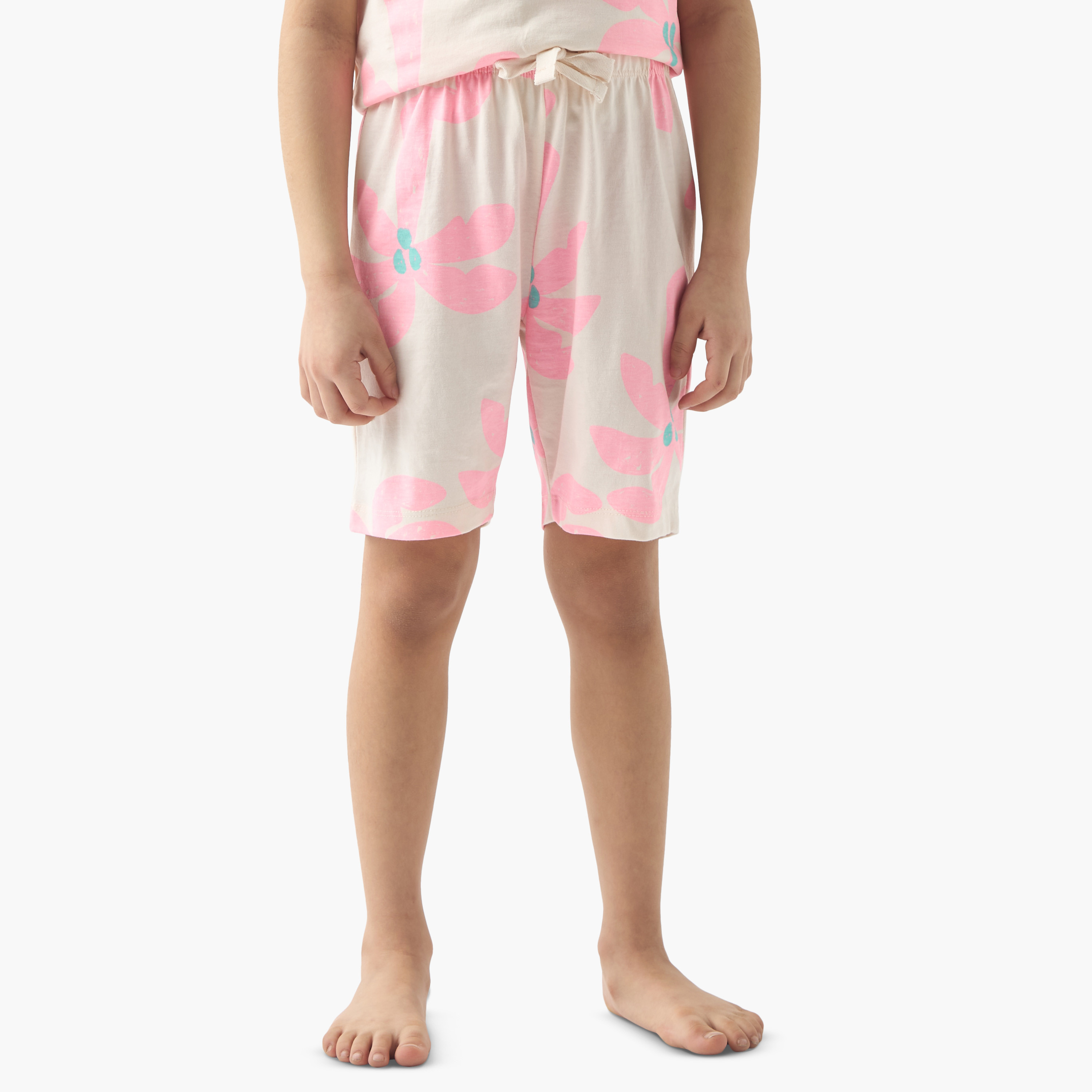 Juniors All-Over Floral Print T-shirt and Shorts Set-girls-clothing-nightwear-image-3
