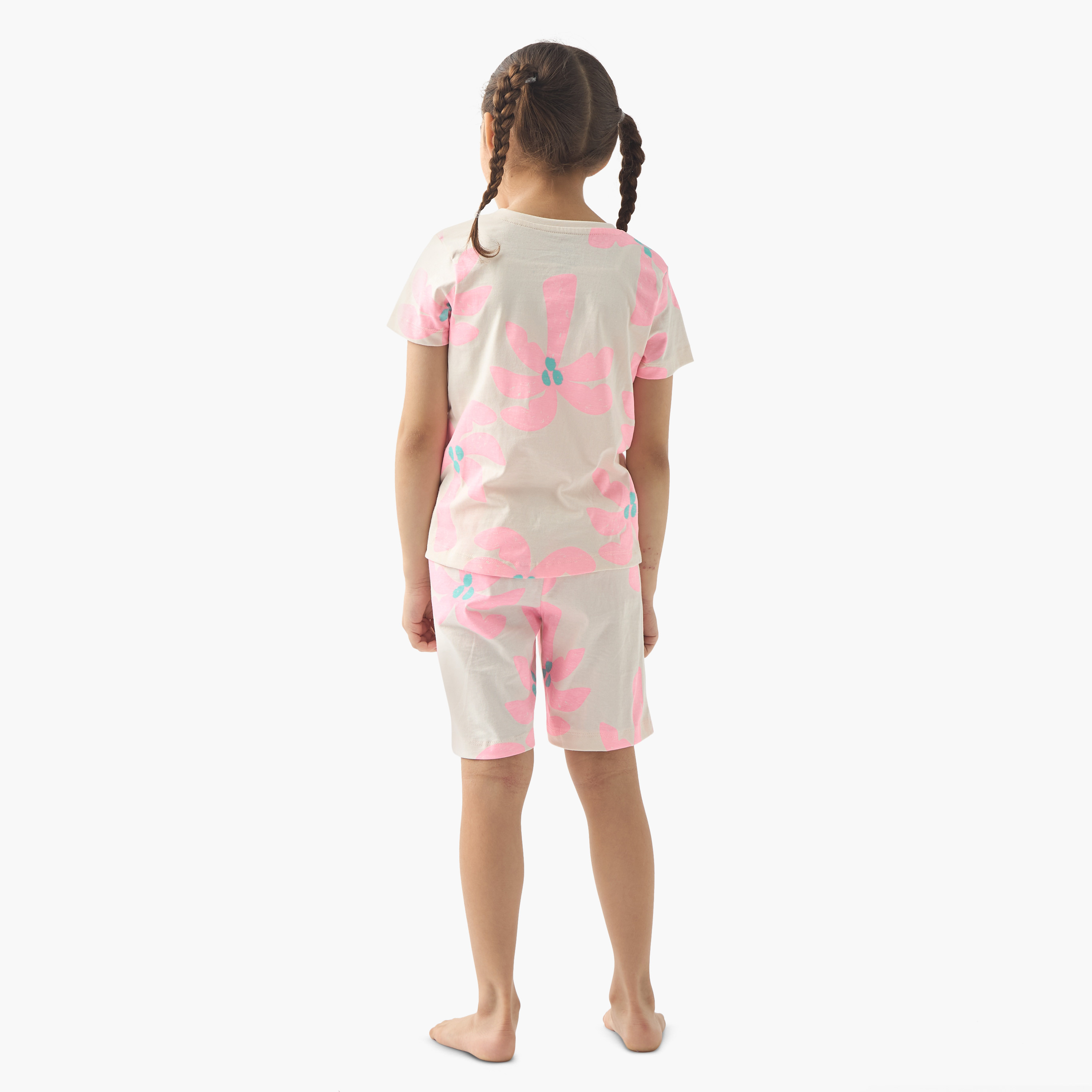 Juniors All-Over Floral Print T-shirt and Shorts Set-girls-clothing-nightwear-image-4
