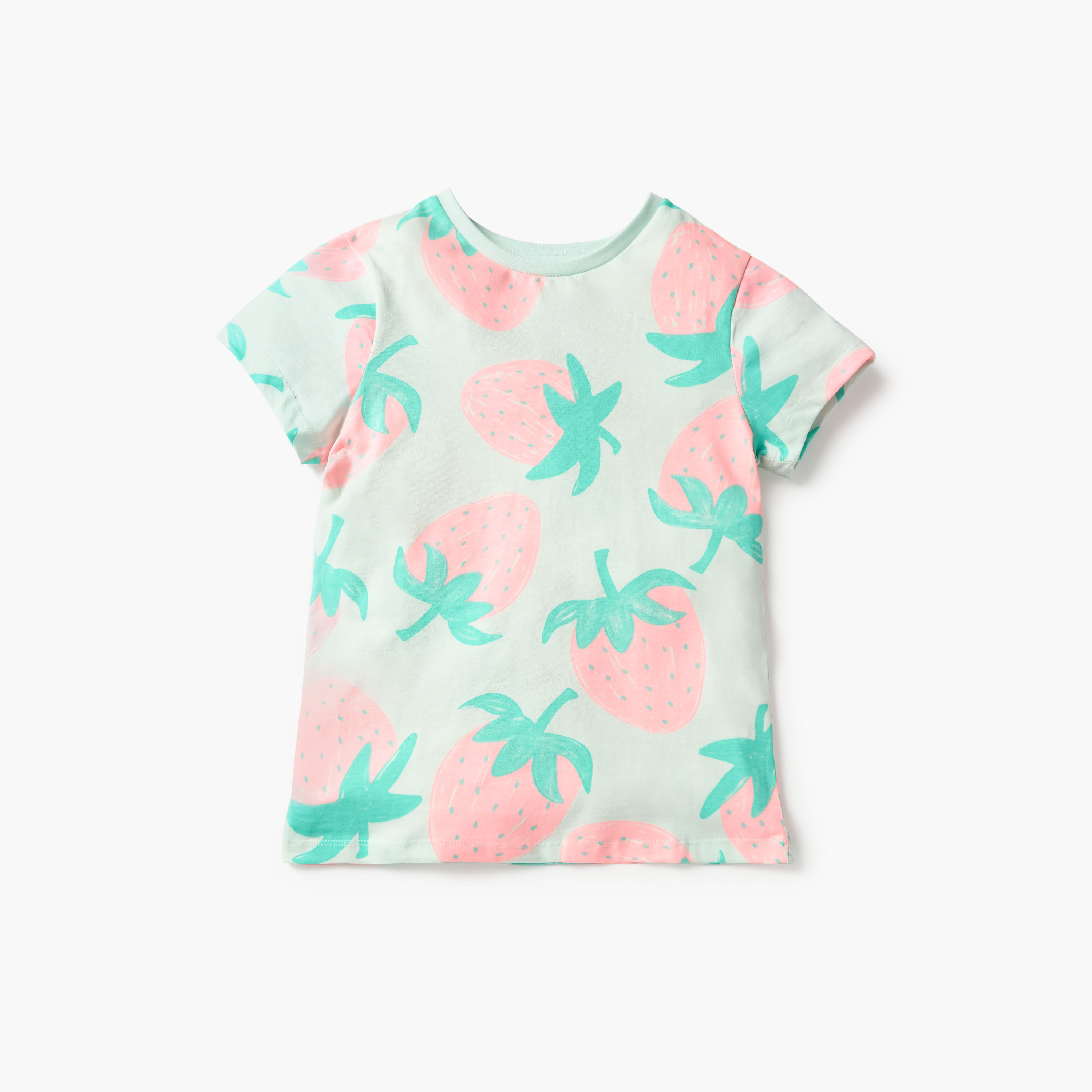 Juniors Strawberry Print T-shirt and Pyjama Set-girls-clothing-nightwear-image-2