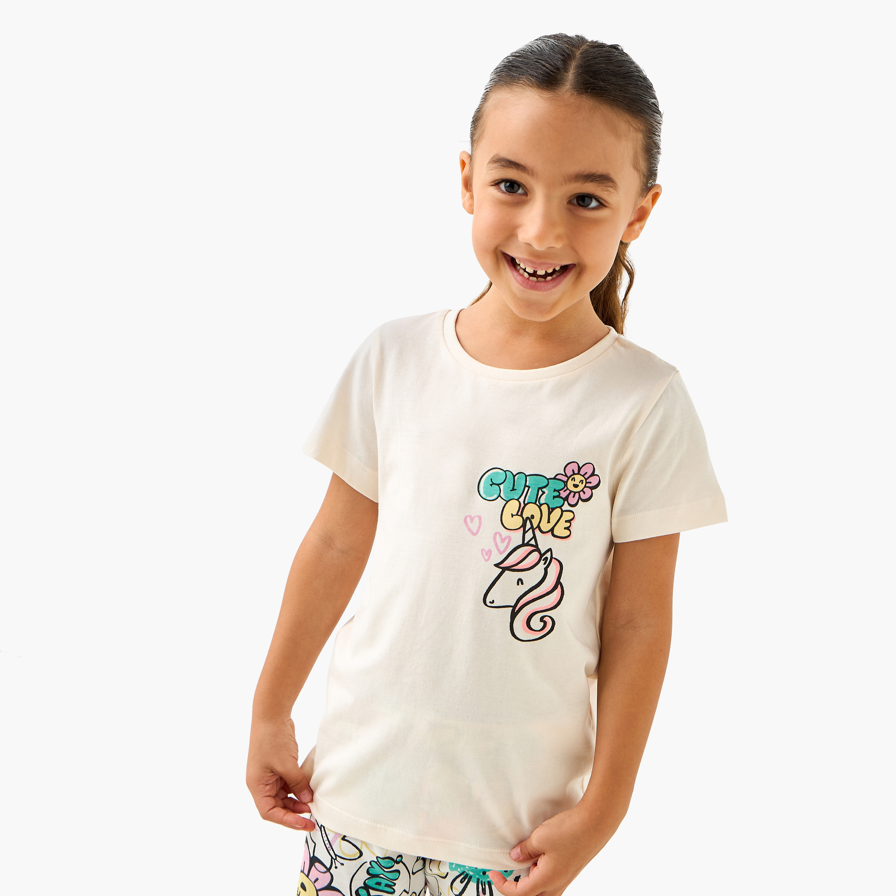 Juniors Printed T-shirt and Pyjama Set-baby-girls-clothing-nightwear-pyjamasets-image-2