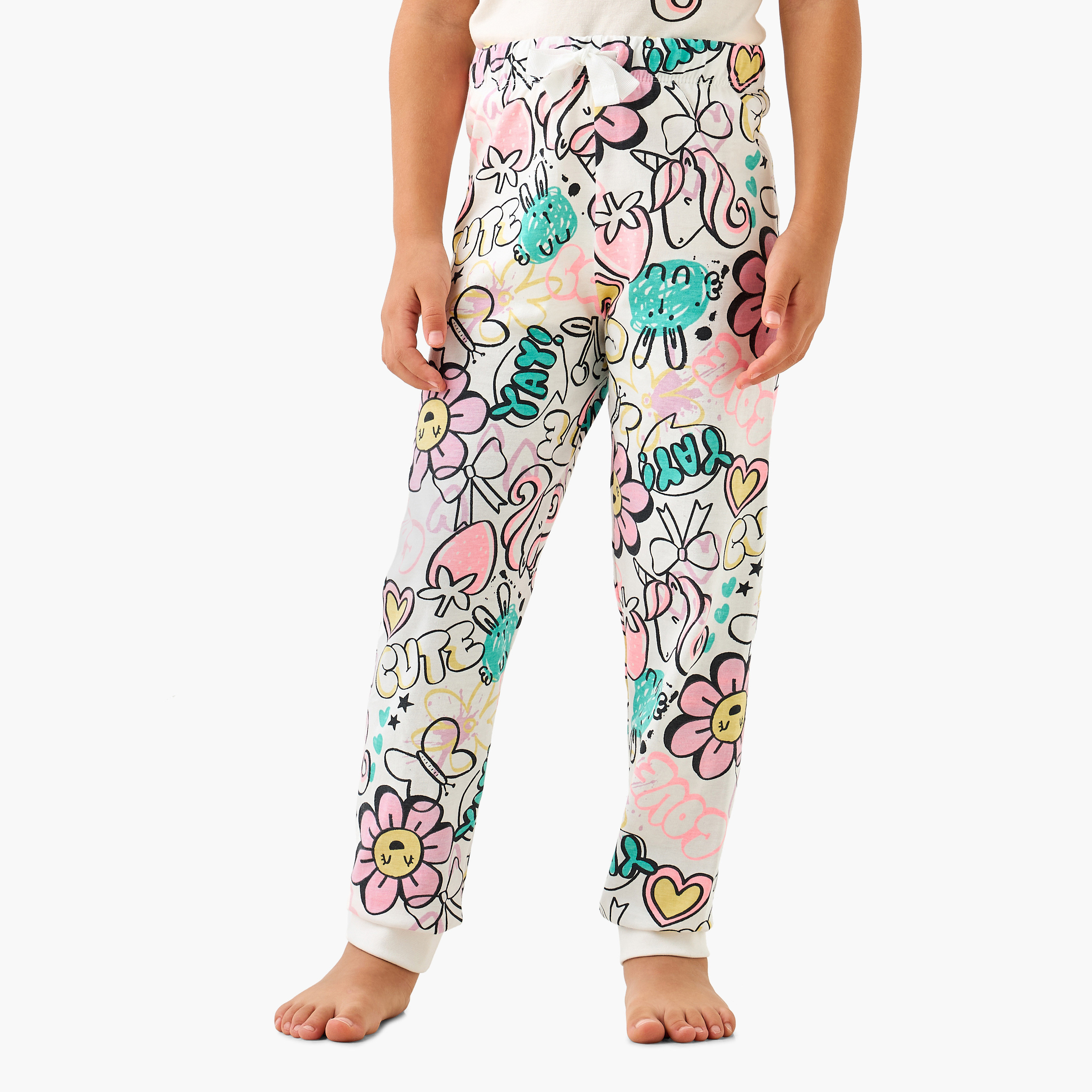 Juniors Printed T-shirt and Pyjama Set-baby-girls-clothing-nightwear-pyjamasets-image-3