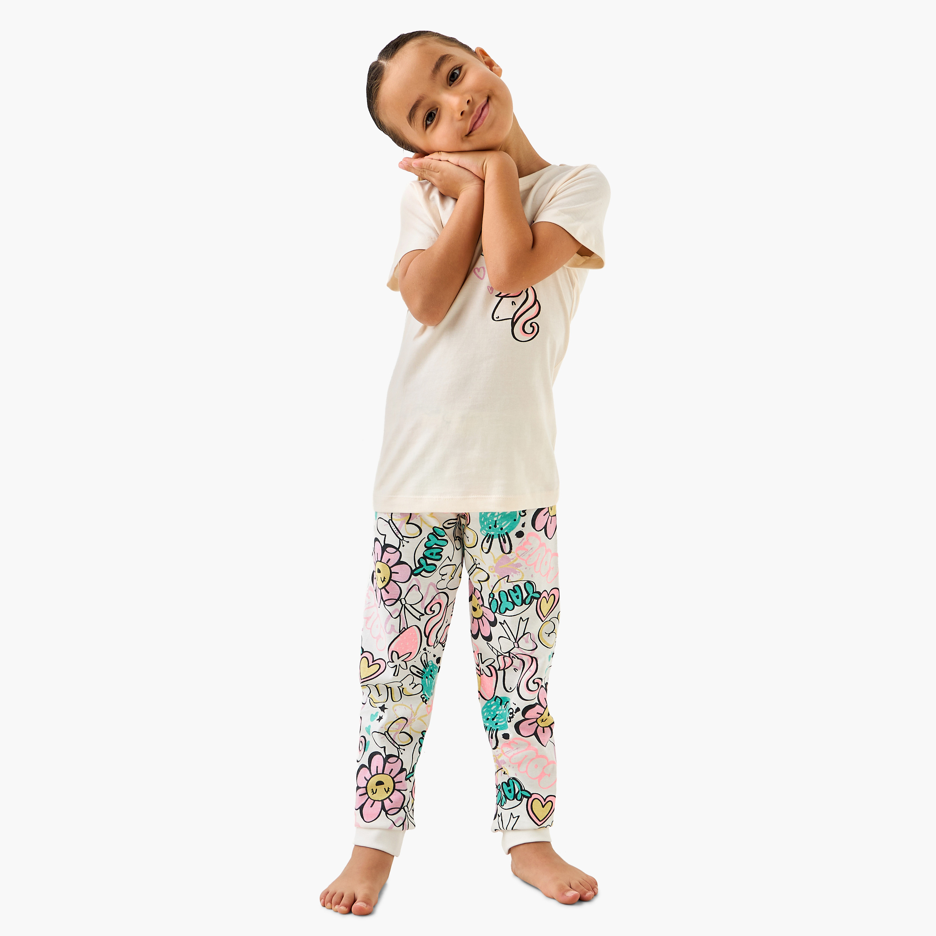 Juniors Printed T-shirt and Pyjama Set-baby-girls-clothing-nightwear-pyjamasets-image-7