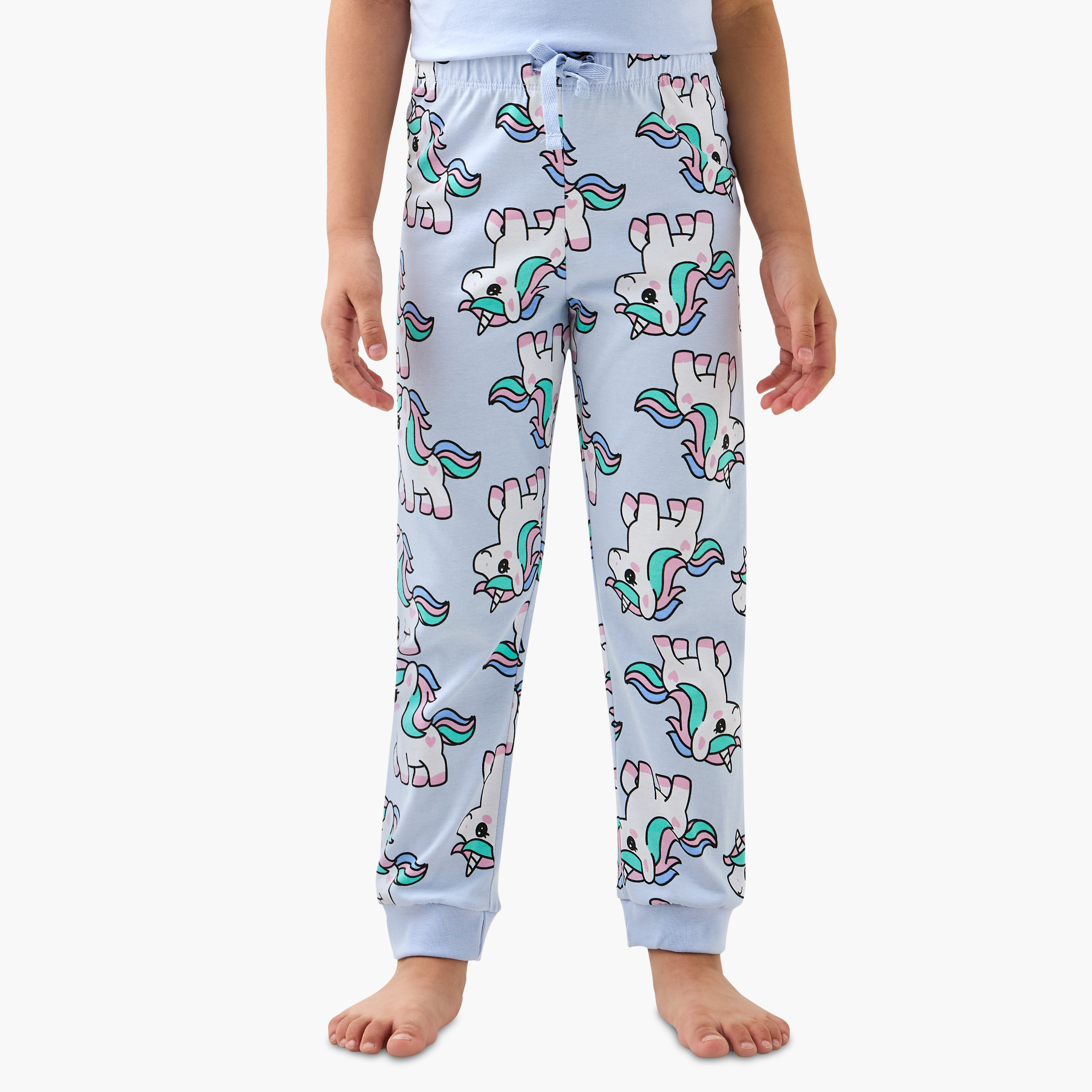 Juniors Unicorn Print T-shirt and Pyjama Set-baby-girls-clothing-nightwear-pyjamasets-image-3