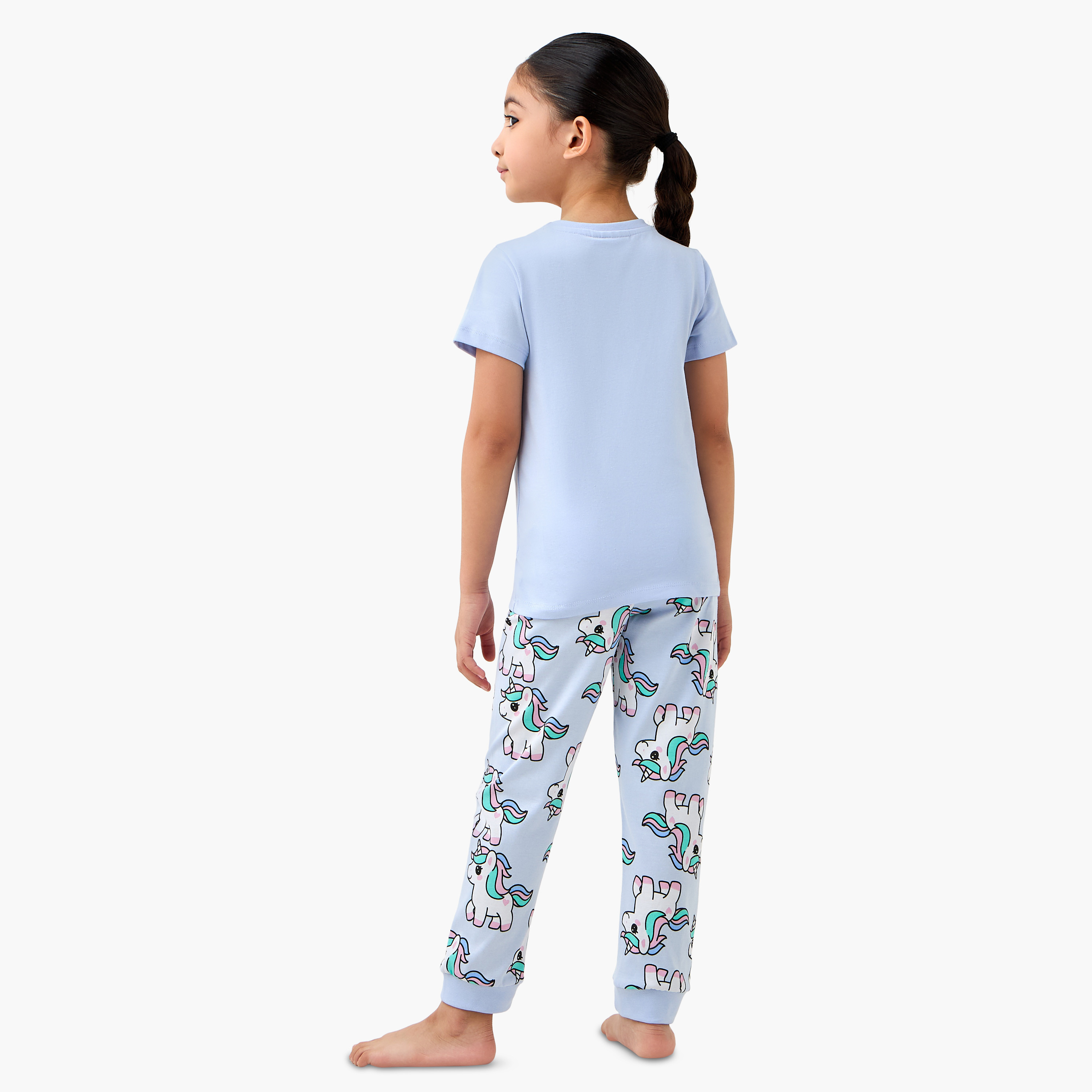 Juniors Unicorn Print T-shirt and Pyjama Set-baby-girls-clothing-nightwear-pyjamasets-image-4
