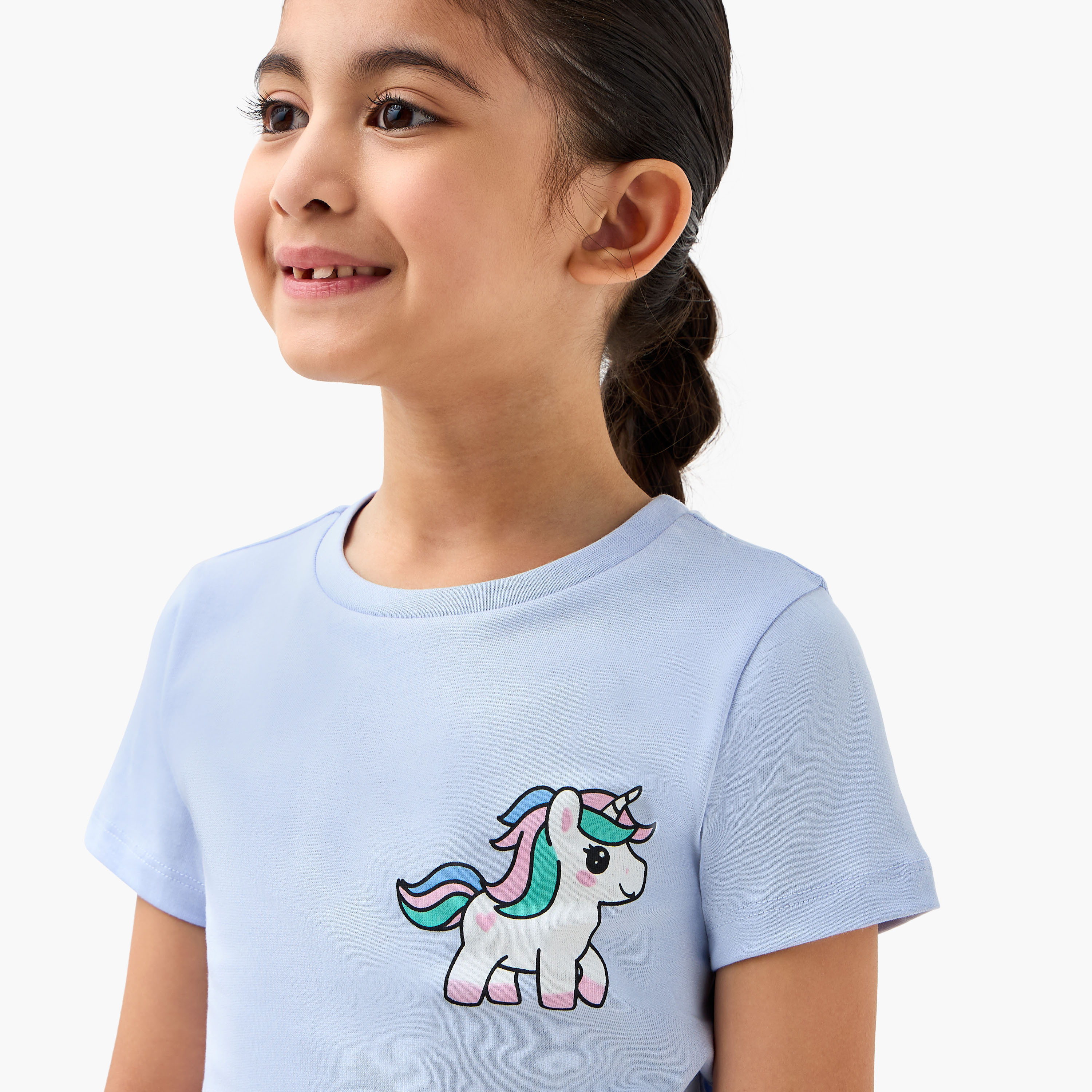 Juniors Unicorn Print T-shirt and Pyjama Set-baby-girls-clothing-nightwear-pyjamasets-image-5