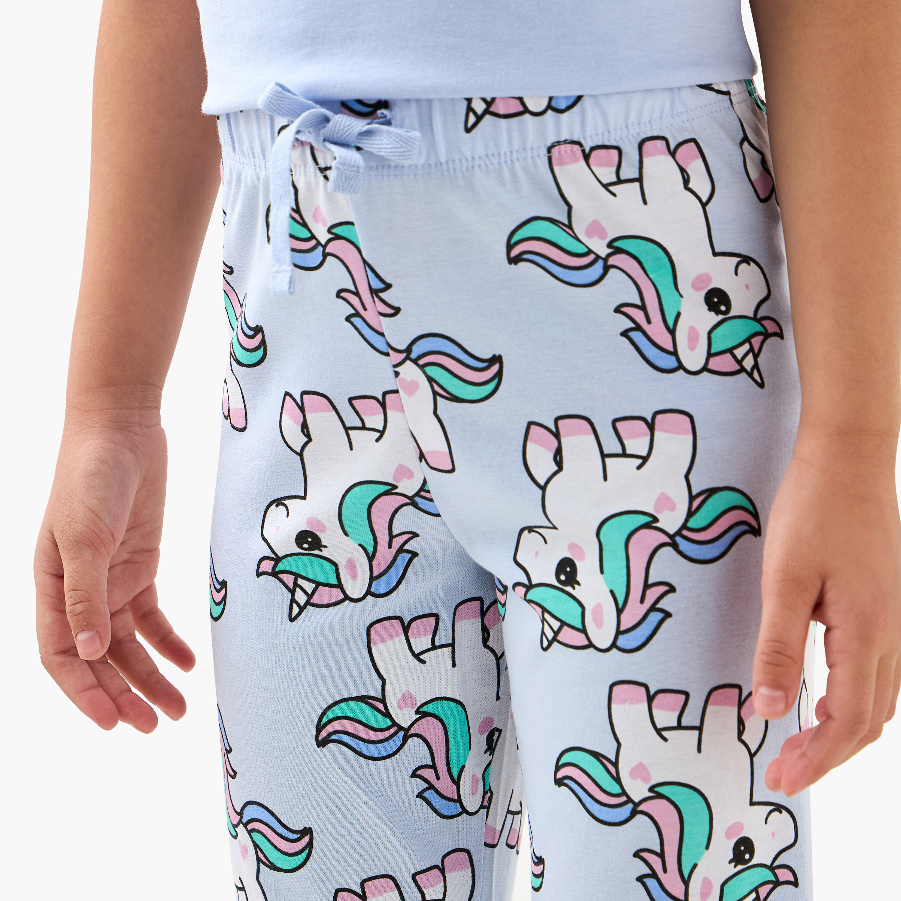 Juniors Unicorn Print T-shirt and Pyjama Set-baby-girls-clothing-nightwear-pyjamasets-image-6